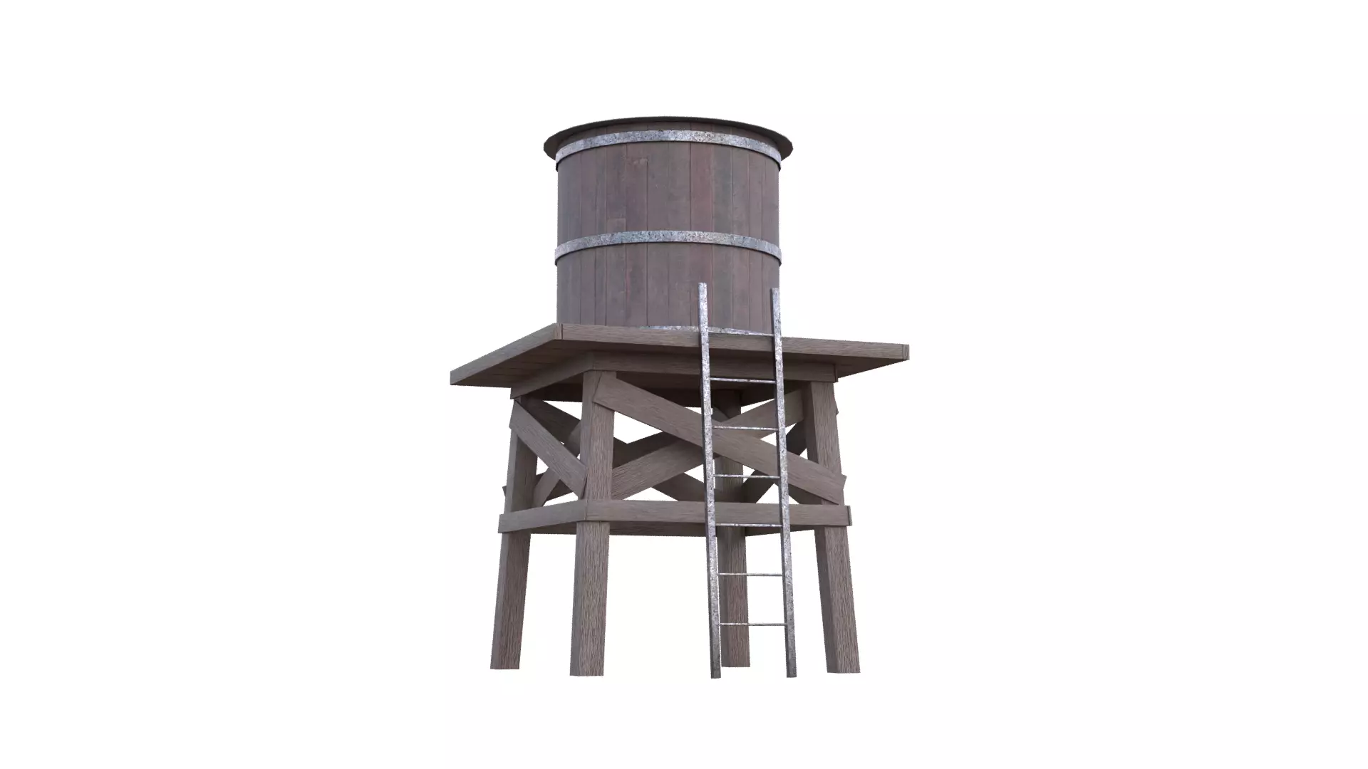 Rustic Water Tower Low-poly 3D model_38