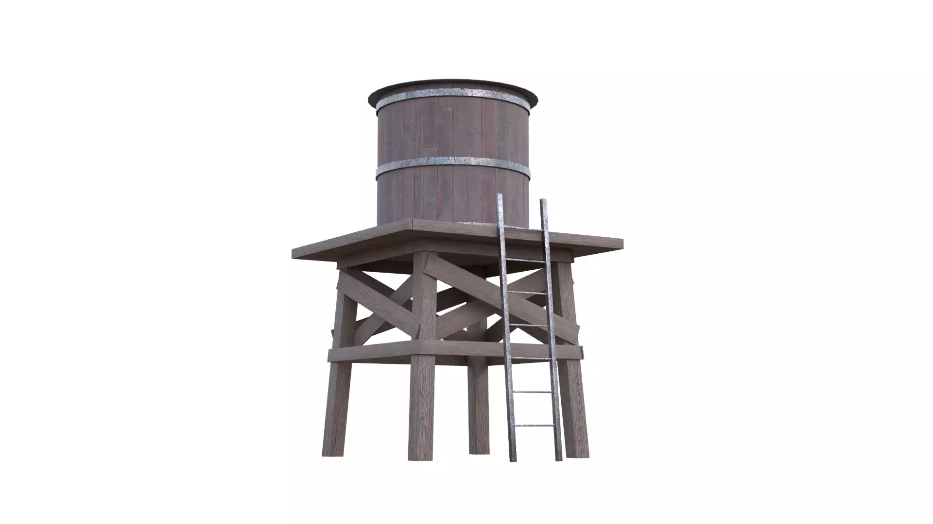 Rustic Water Tower Low-poly 3D model_39