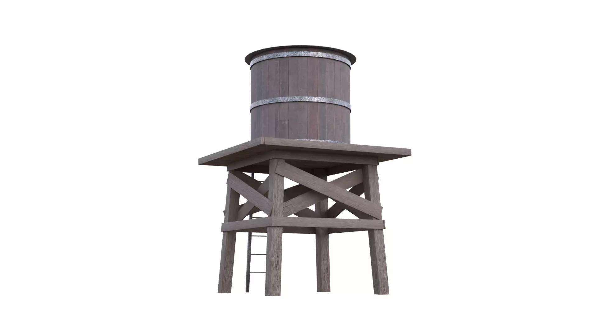 Rustic Water Tower Low-poly 3D model_21
