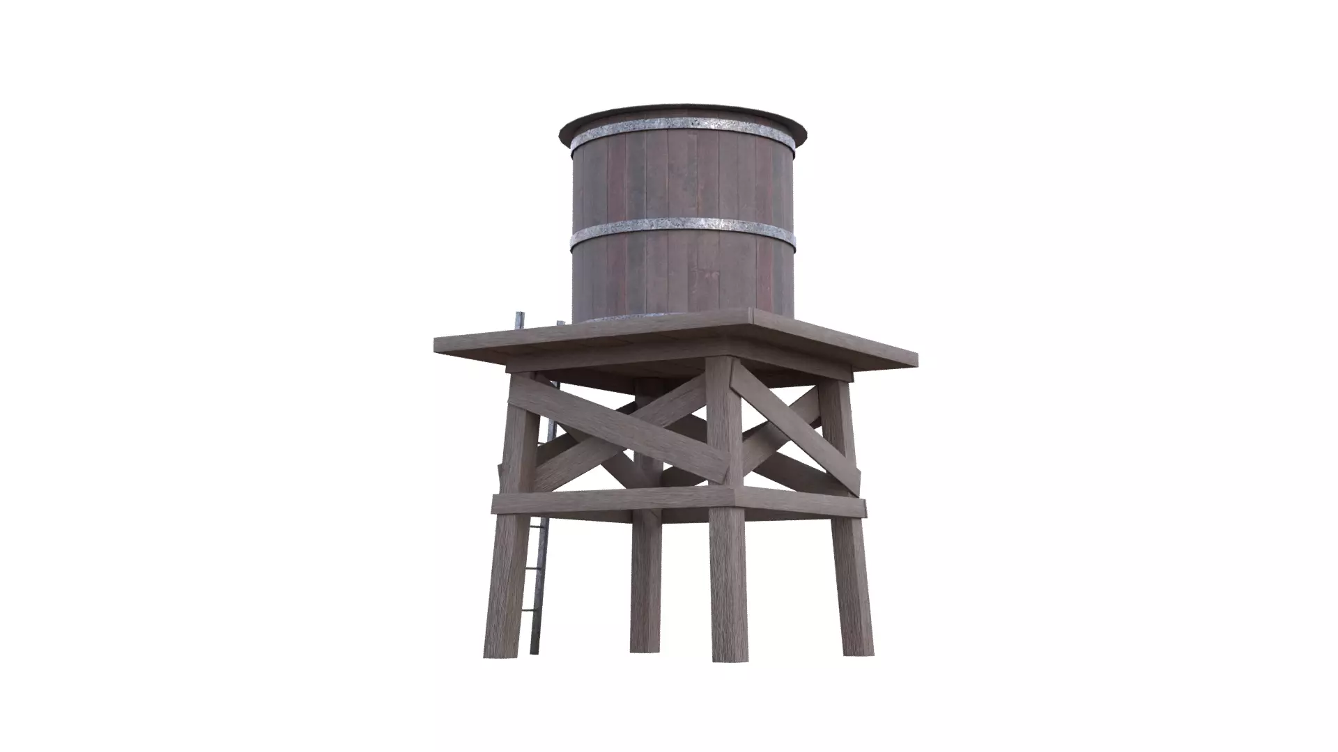 Rustic Water Tower Low-poly 3D model_24