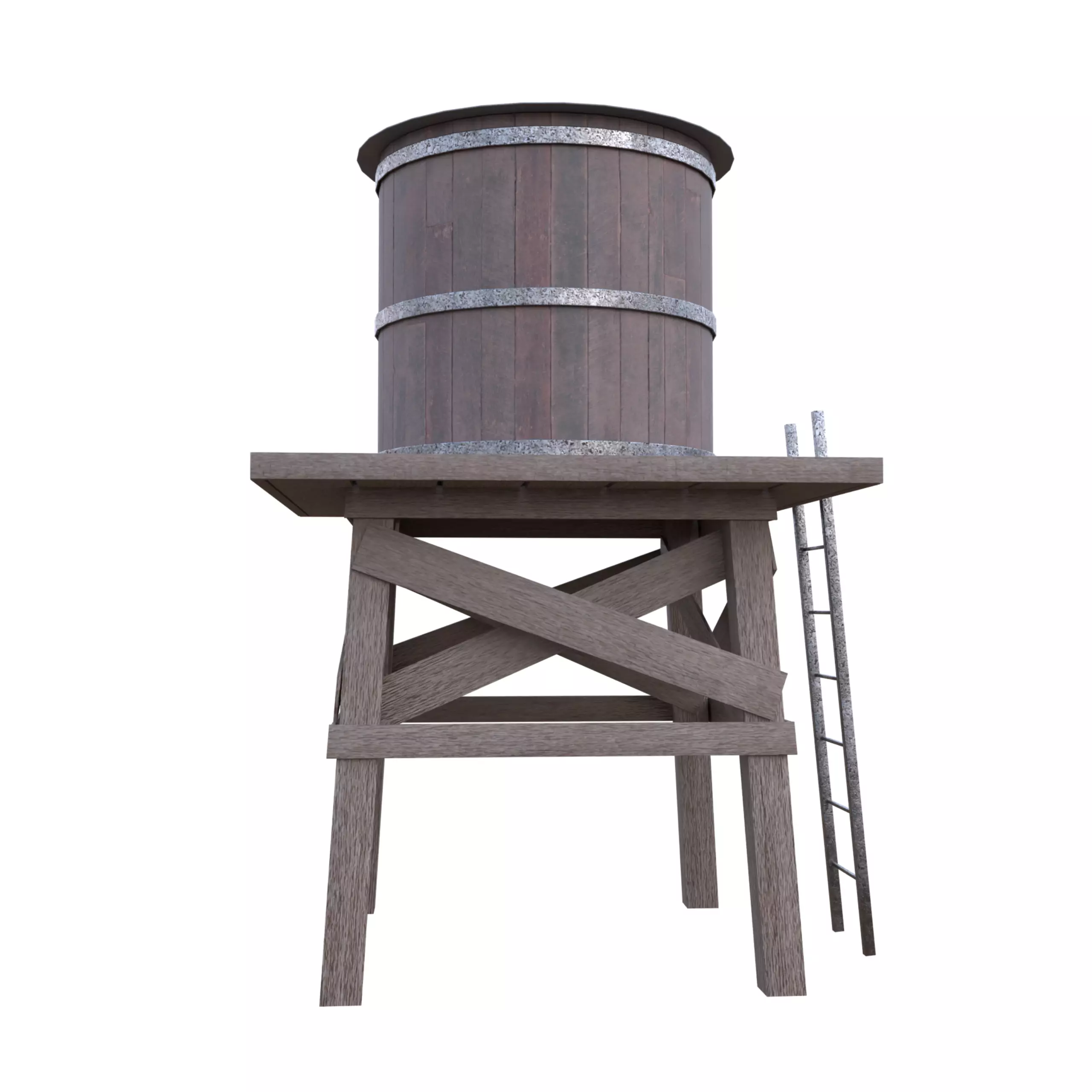 Rustic Water Tower Low-poly 3D model_1