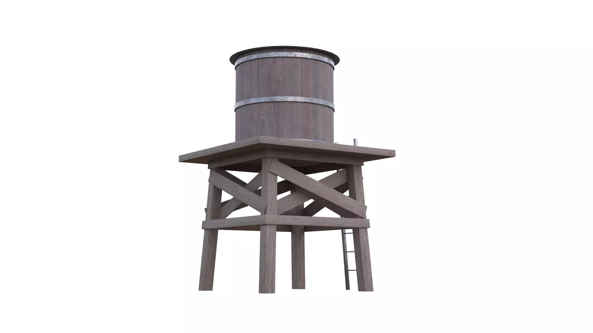 Rustic Water Tower Low-poly 3D model_13