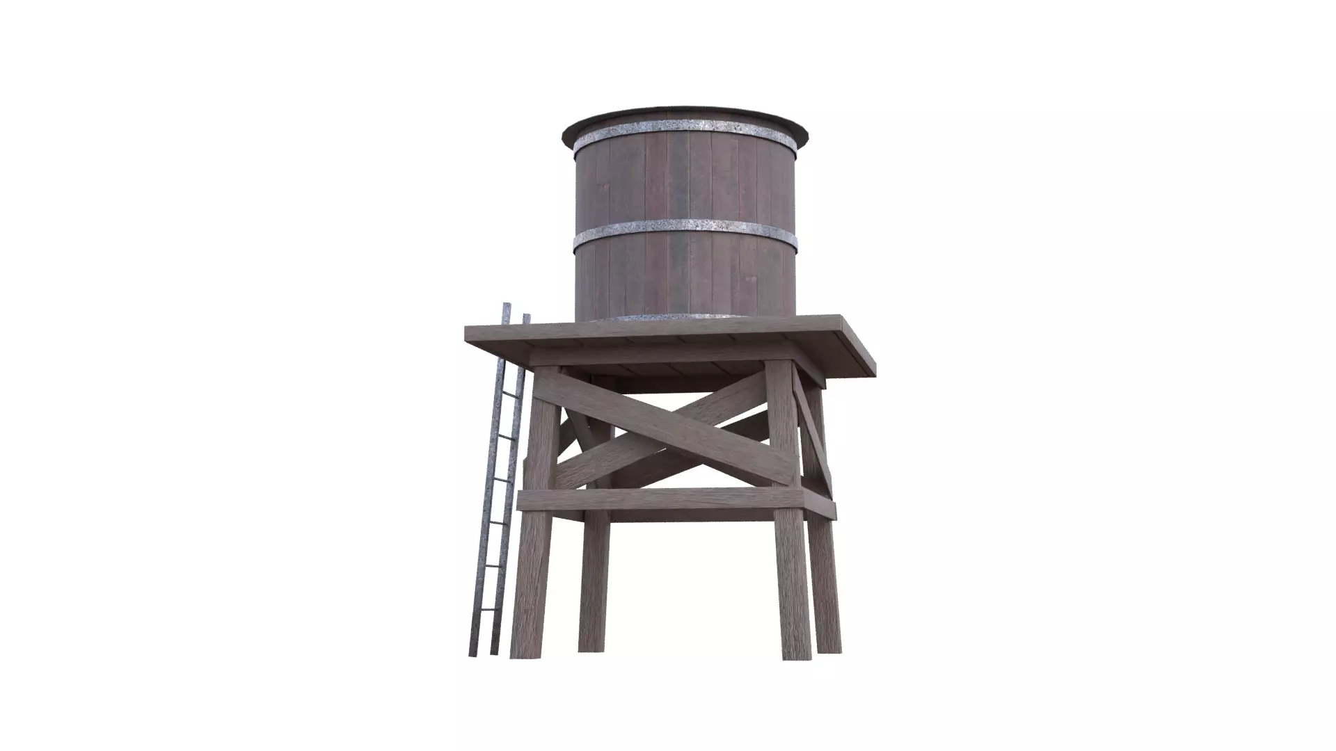 Rustic Water Tower Low-poly 3D model_26
