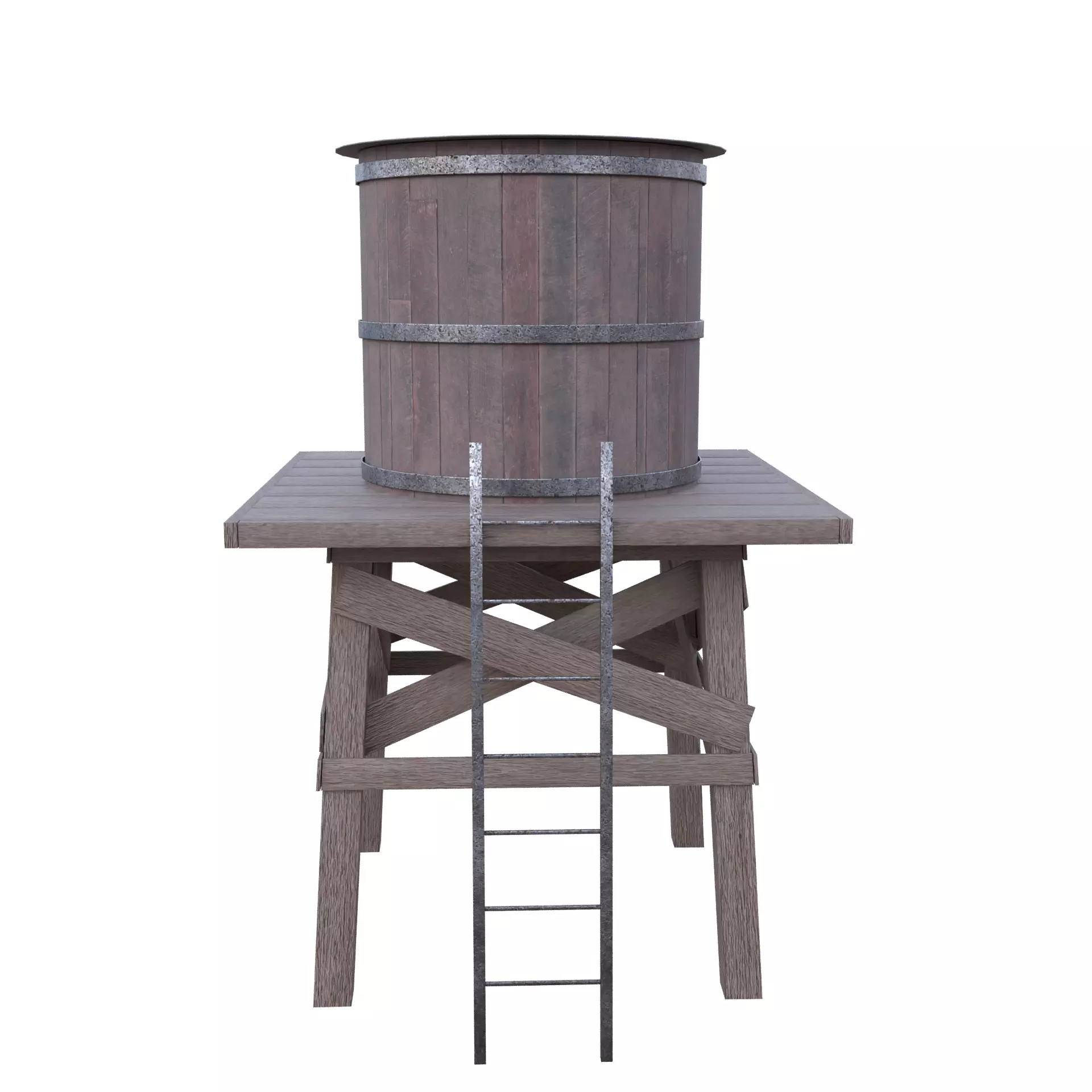 Rustic Water Tower Low-poly 3D model_3