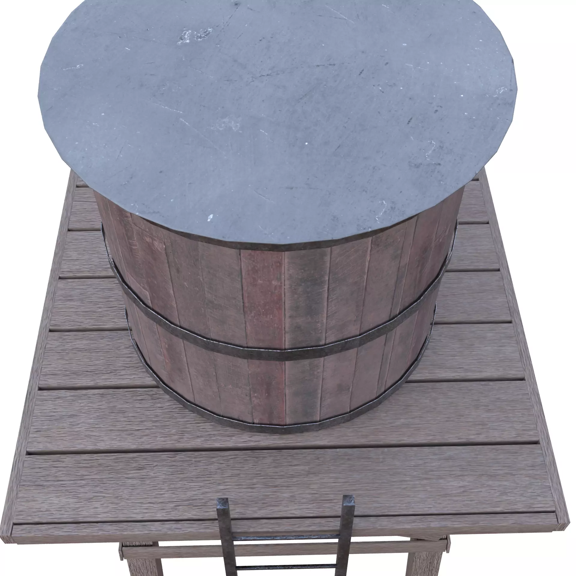 Rustic Water Tower Low-poly 3D model_5