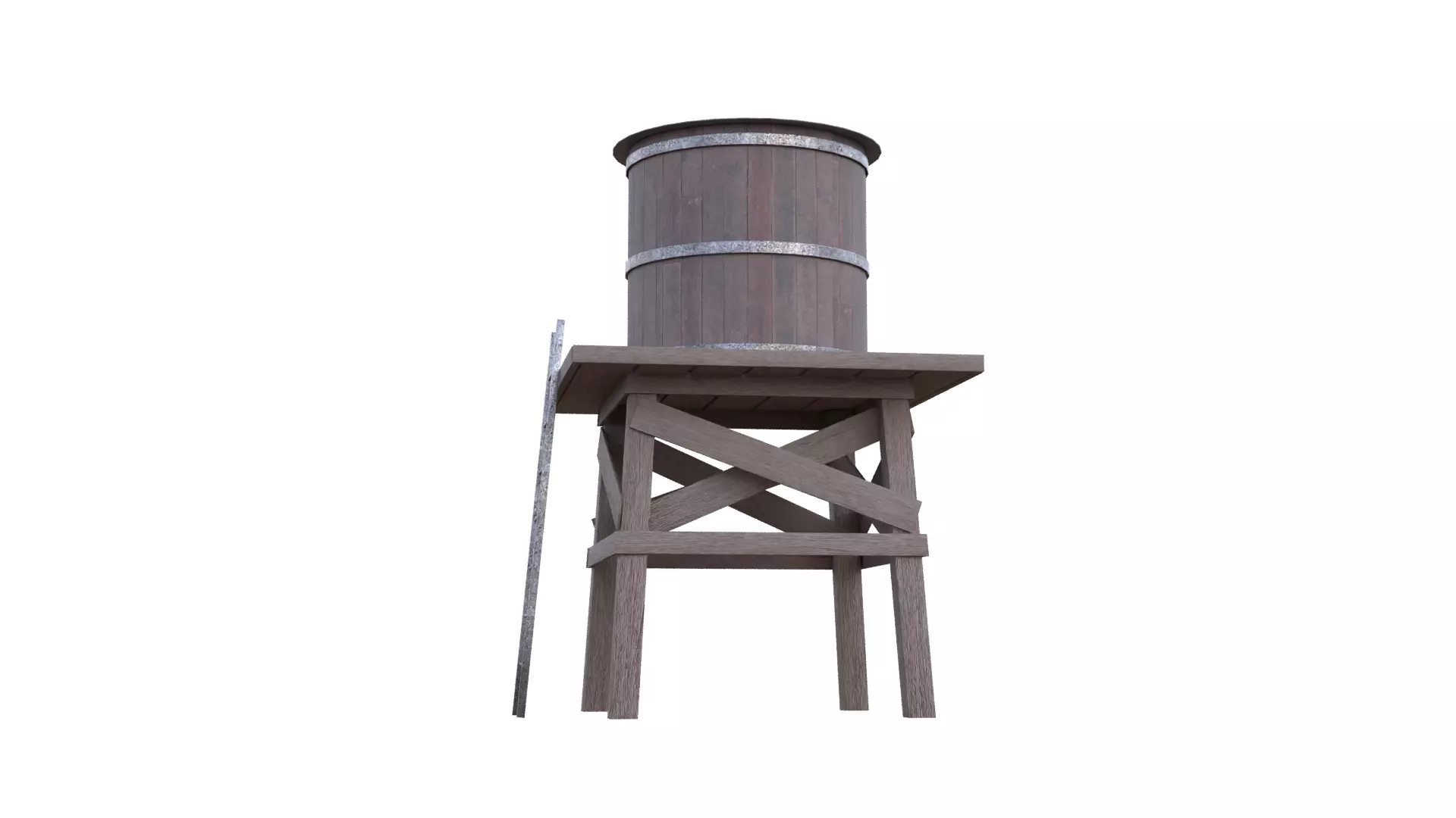 Rustic Water Tower Low-poly 3D model_28