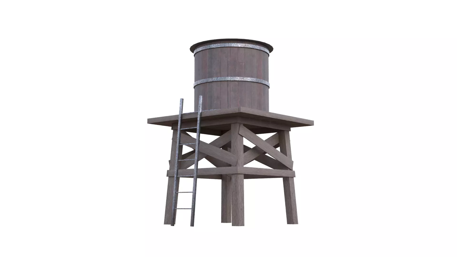 Rustic Water Tower Low-poly 3D model_32
