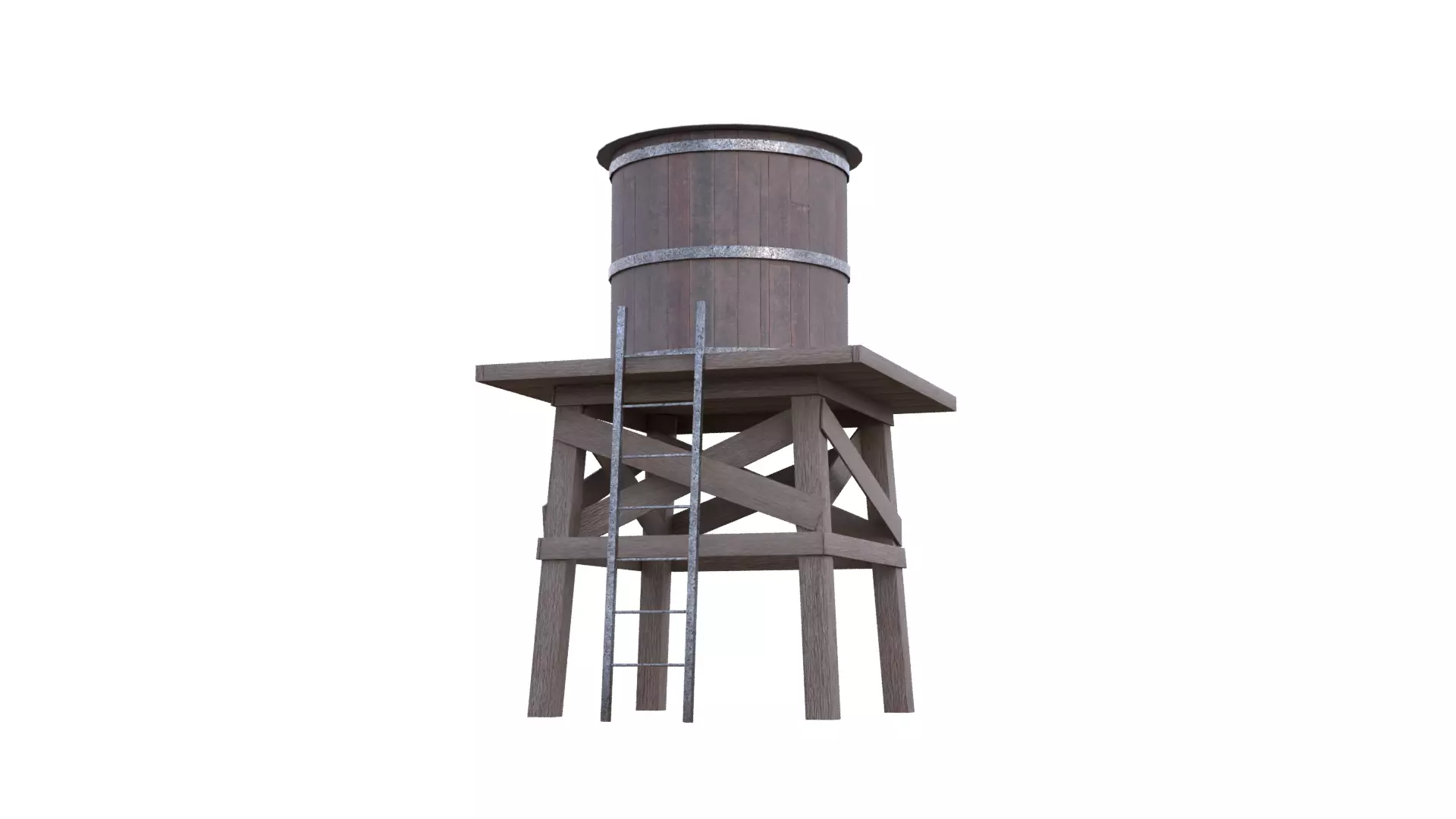 Rustic Water Tower Low-poly 3D model_34