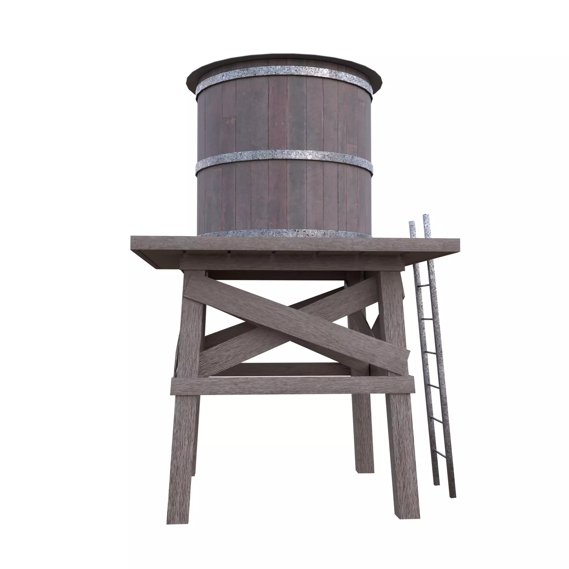 Rustic Water Tower Low-poly 3D model_2