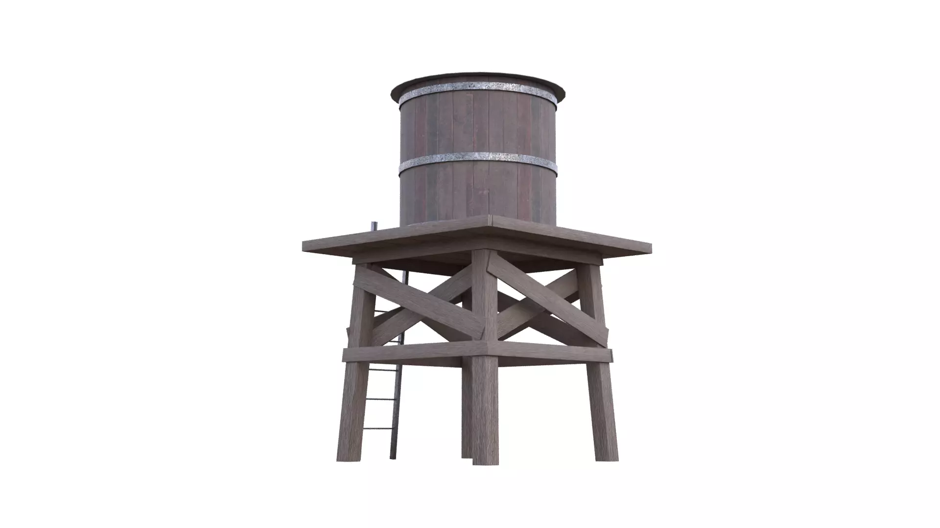Rustic Water Tower Low-poly 3D model_23
