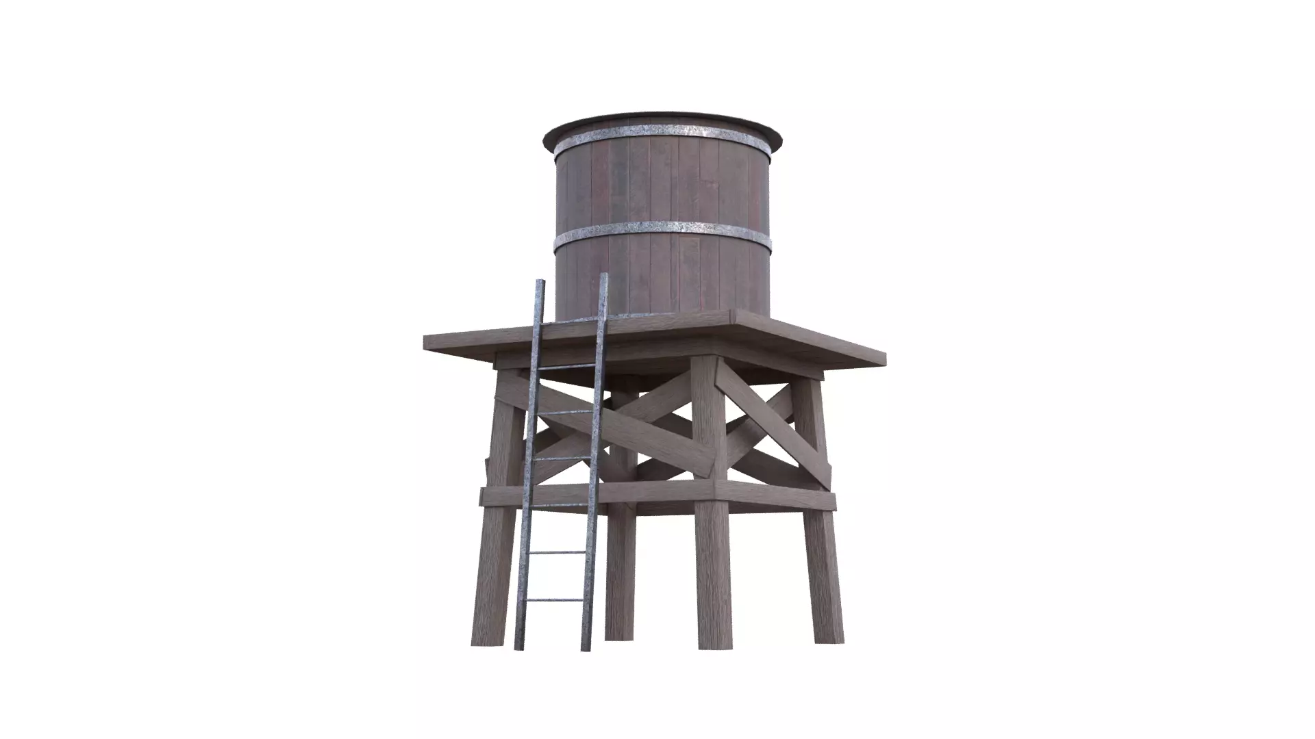 Rustic Water Tower Low-poly 3D model_33