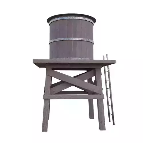 Rustic Water Tower Low-poly 3D model