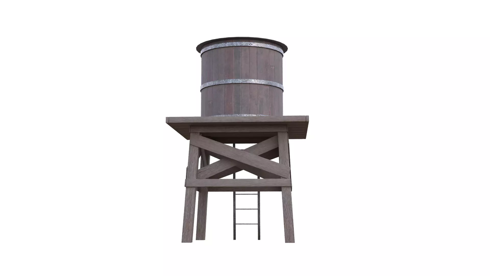 Rustic Water Tower Low-poly 3D model_18