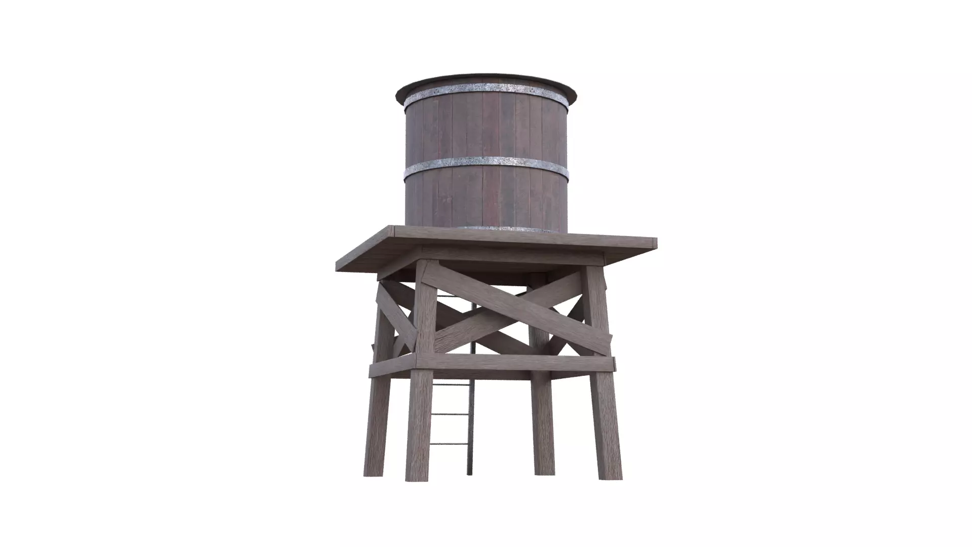 Rustic Water Tower Low-poly 3D model_20