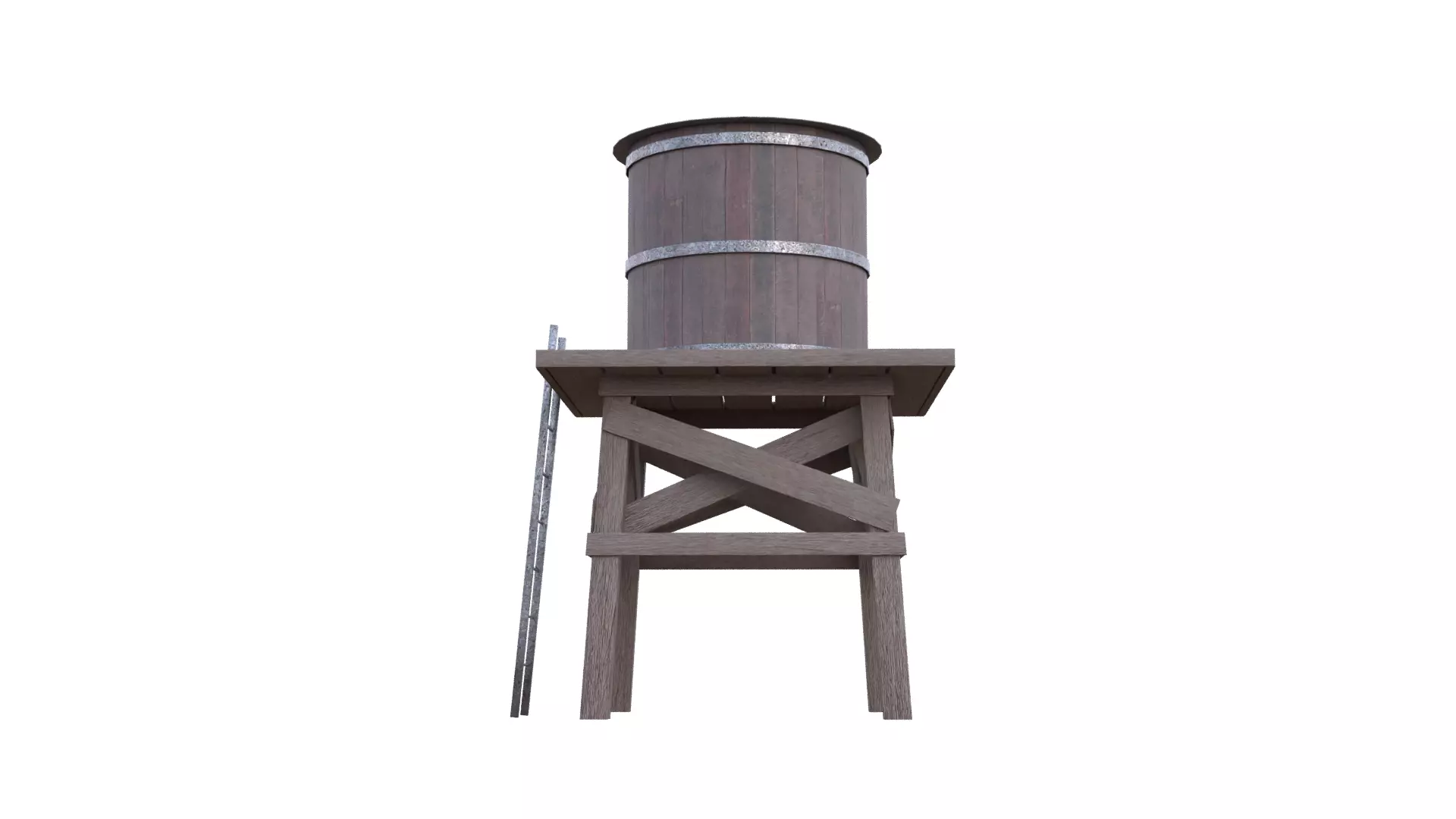 Rustic Water Tower Low-poly 3D model_27