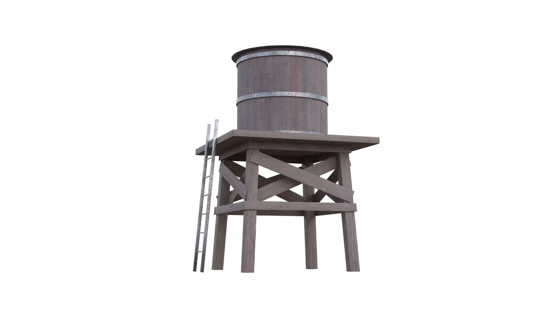 Rustic Water Tower Low-poly 3D model_29