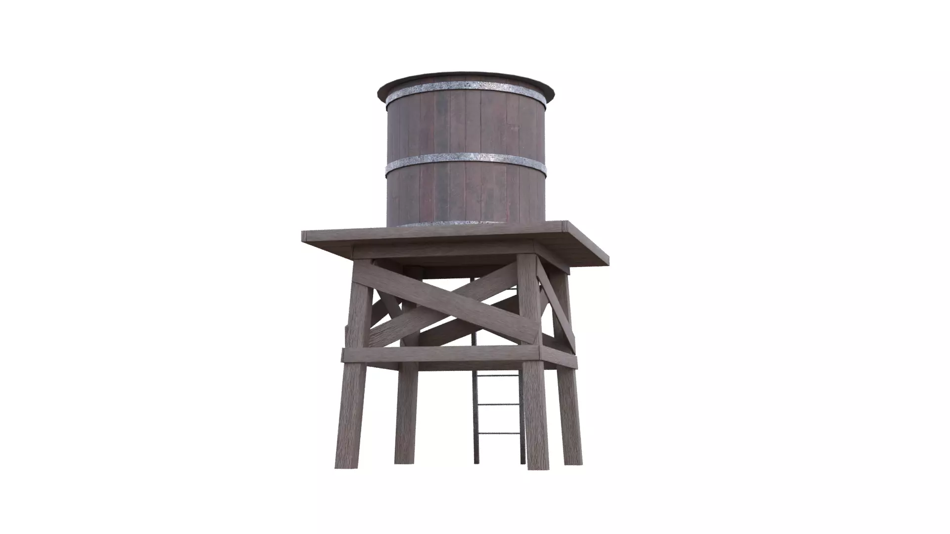 Rustic Water Tower Low-poly 3D model_17