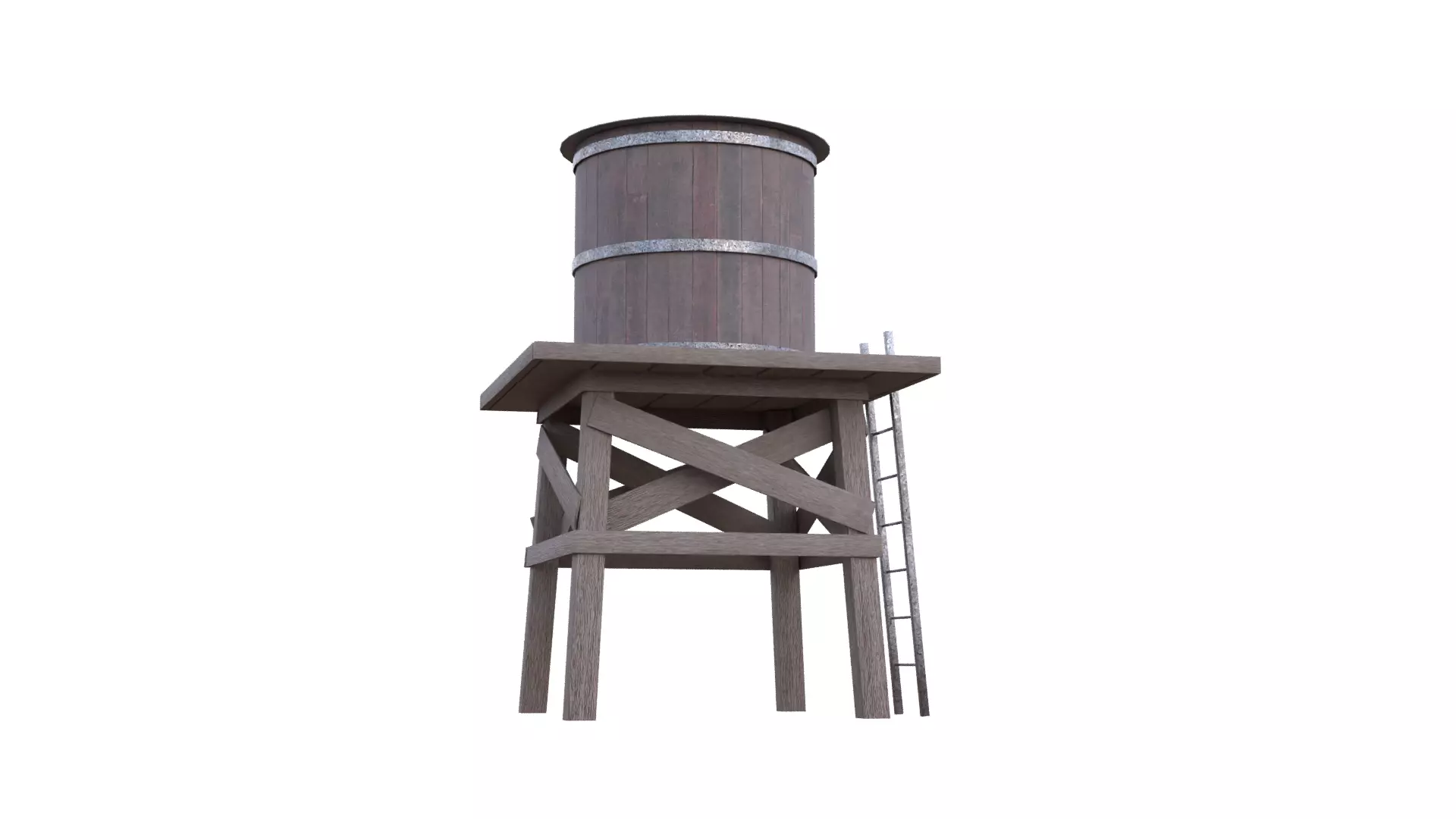 Rustic Water Tower Low-poly 3D model_11