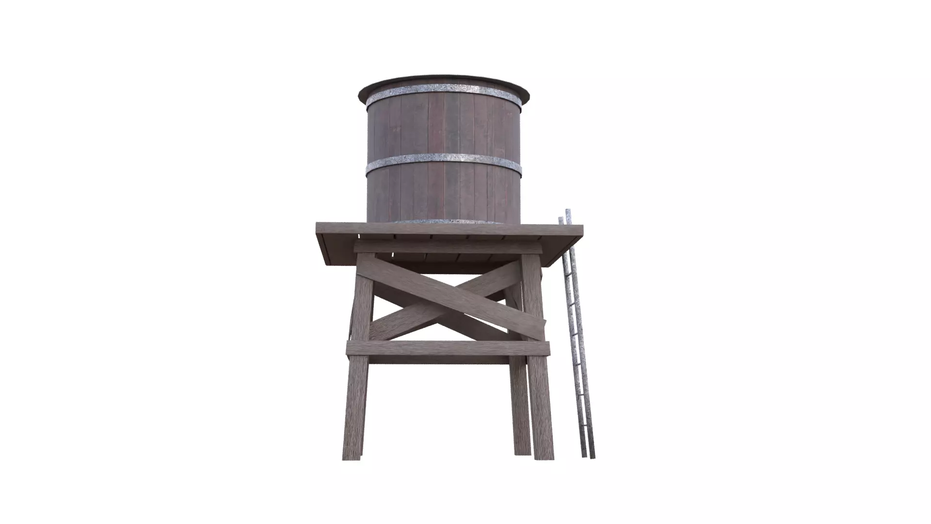 Rustic Water Tower Low-poly 3D model_45