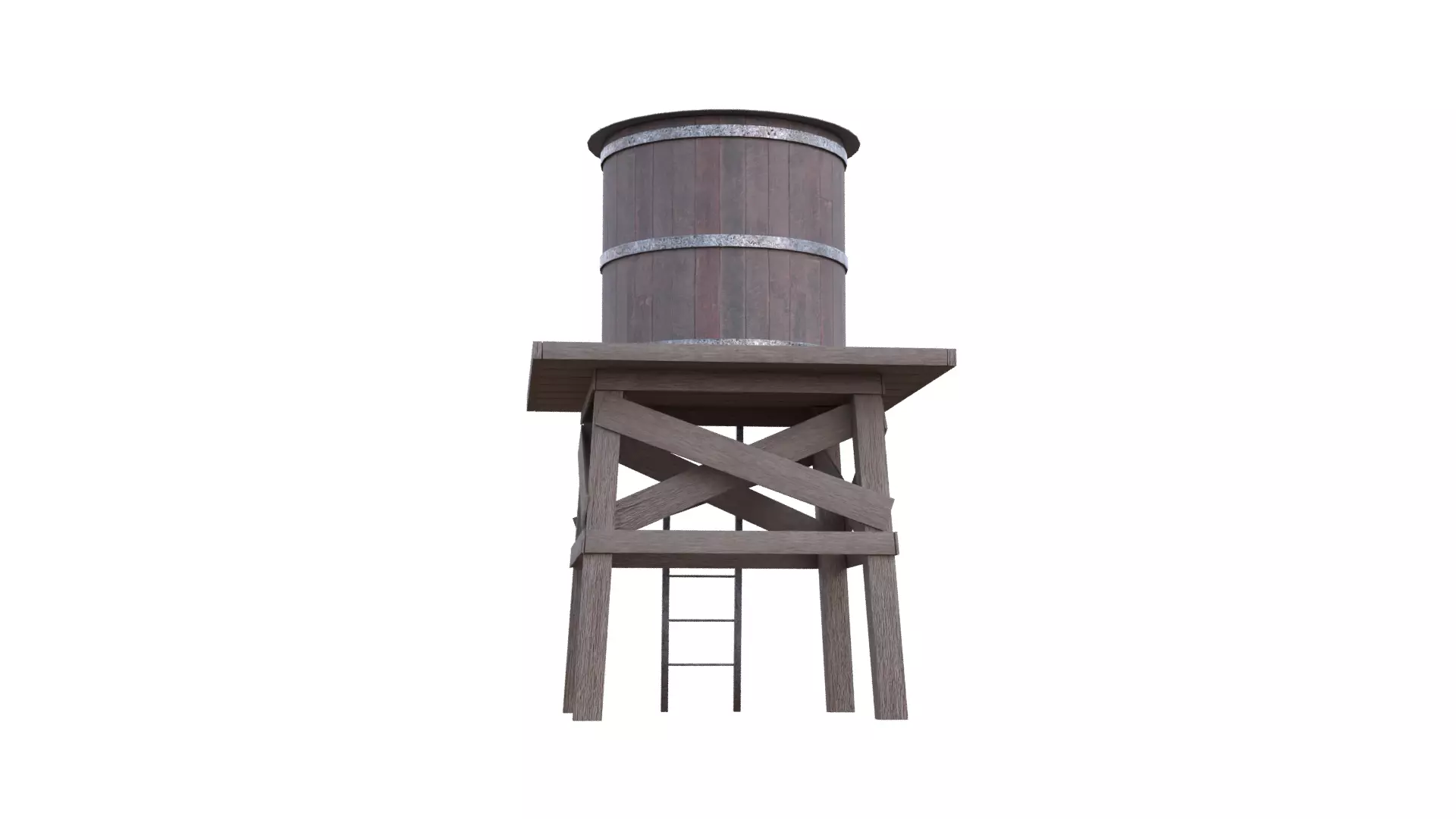 Rustic Water Tower Low-poly 3D model_19