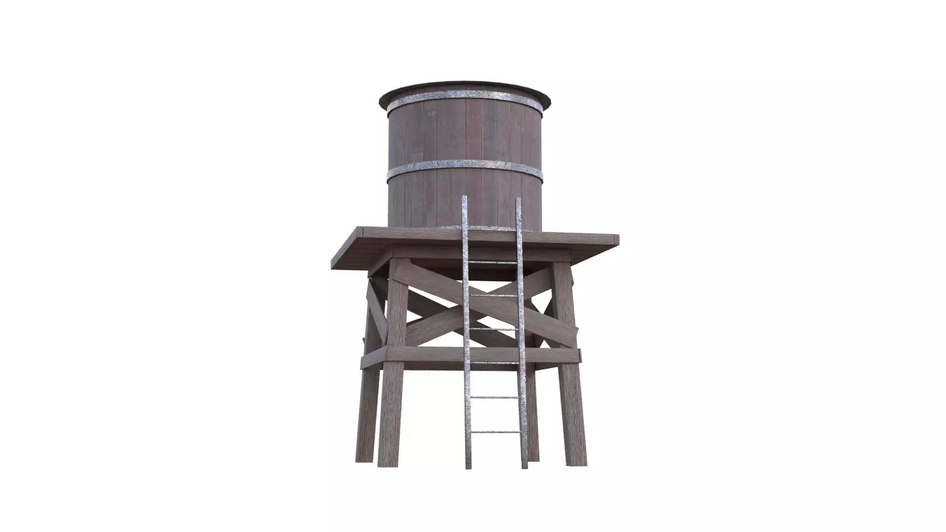 Rustic Water Tower Low-poly 3D model_37