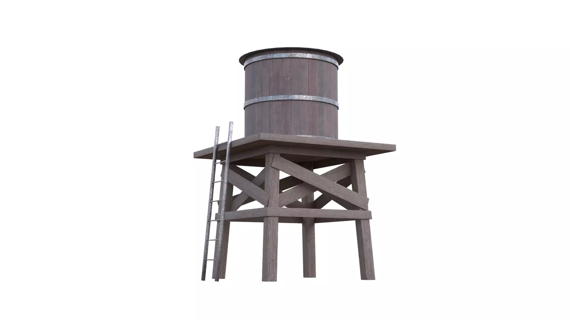 Rustic Water Tower Low-poly 3D model_30