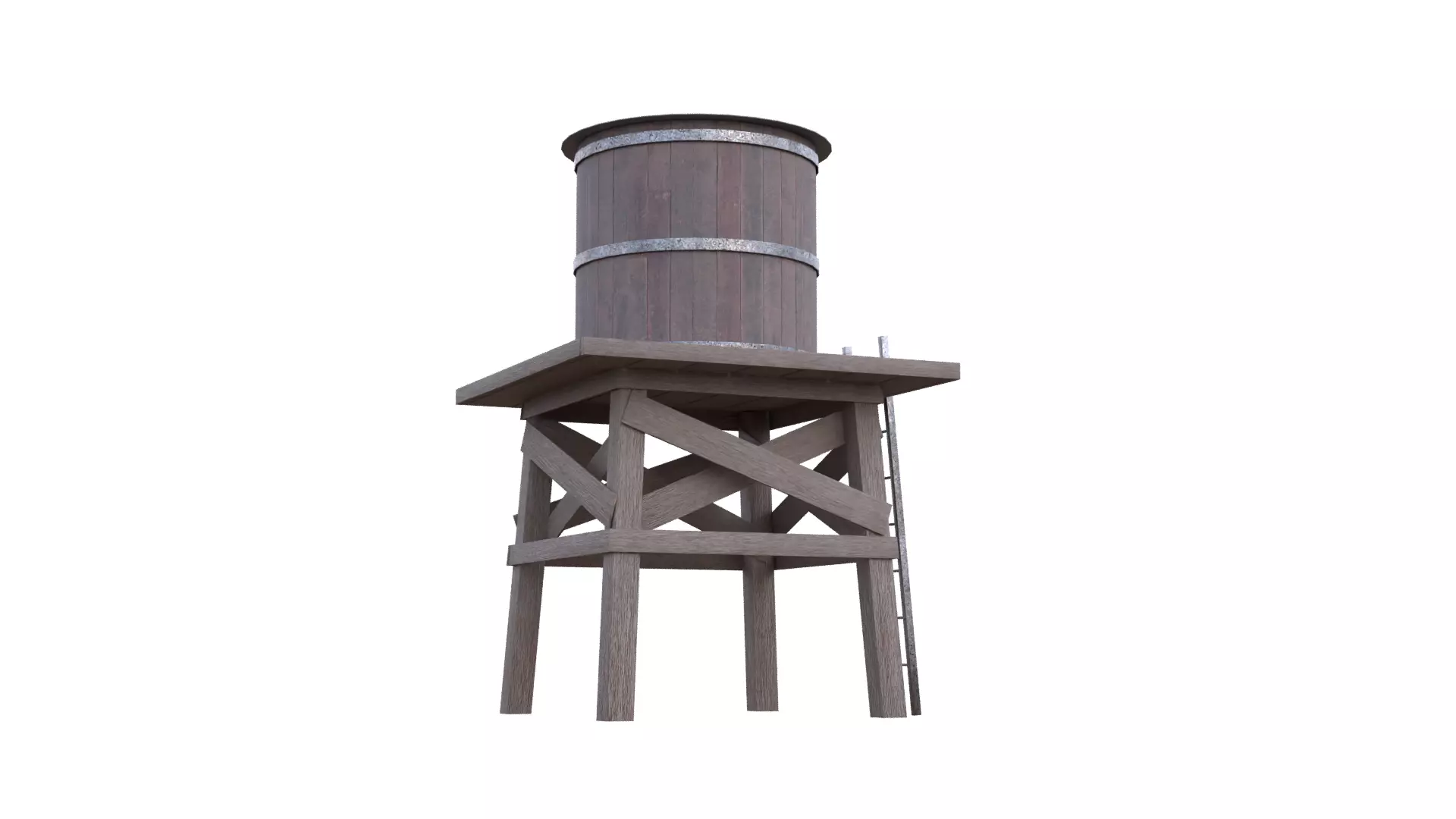 Rustic Water Tower Low-poly 3D model_12
