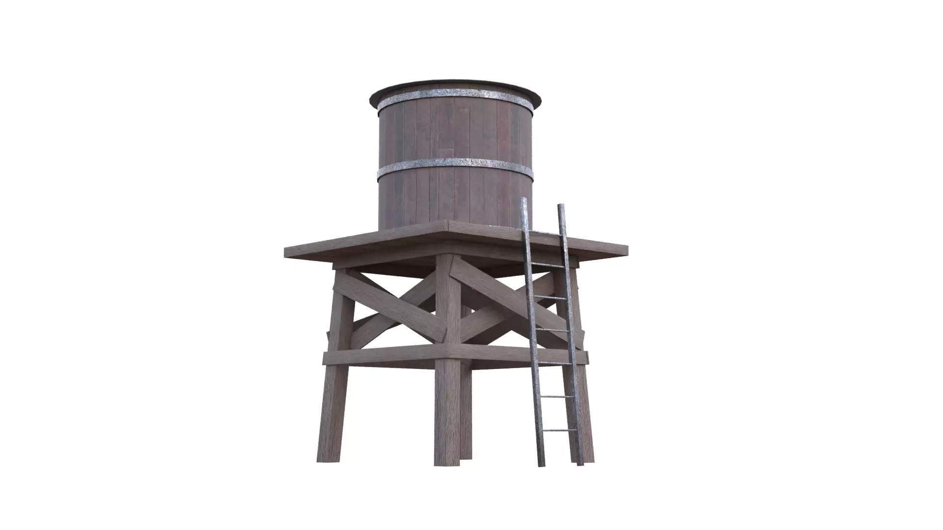 Rustic Water Tower Low-poly 3D model_40