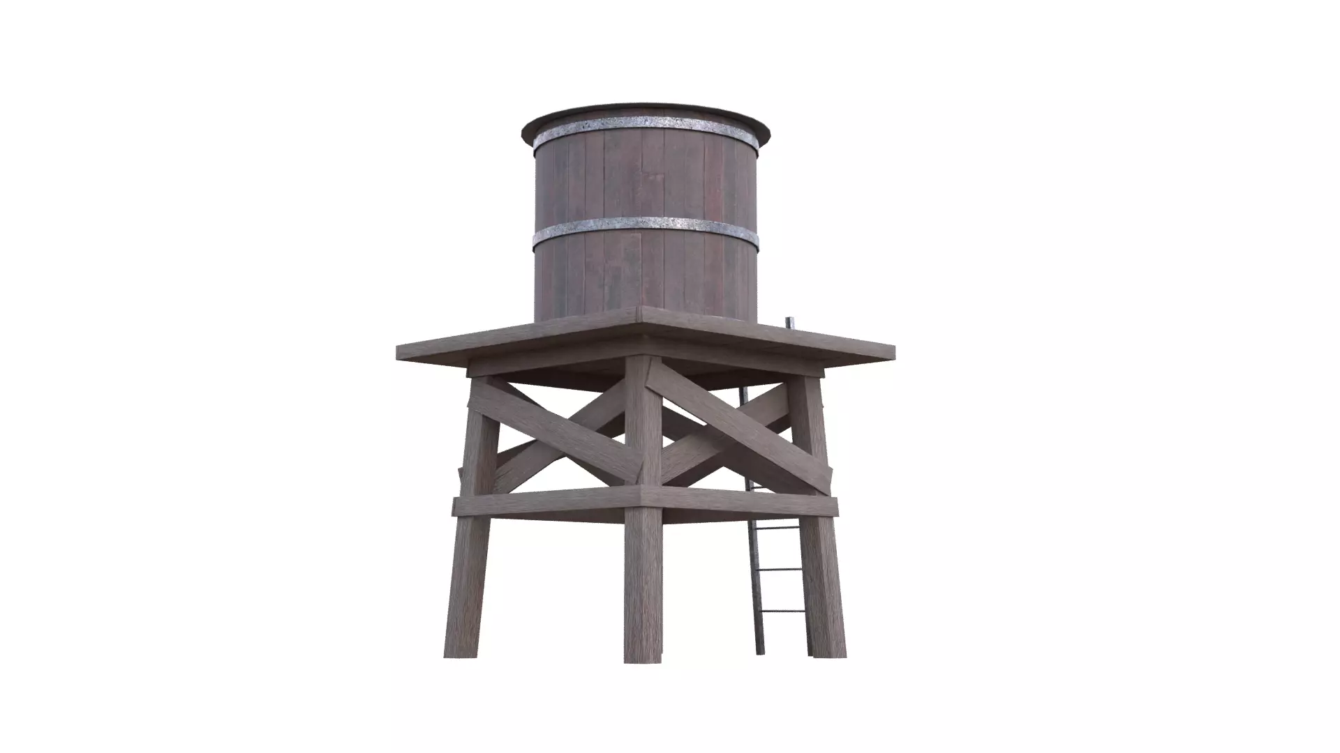 Rustic Water Tower Low-poly 3D model_14