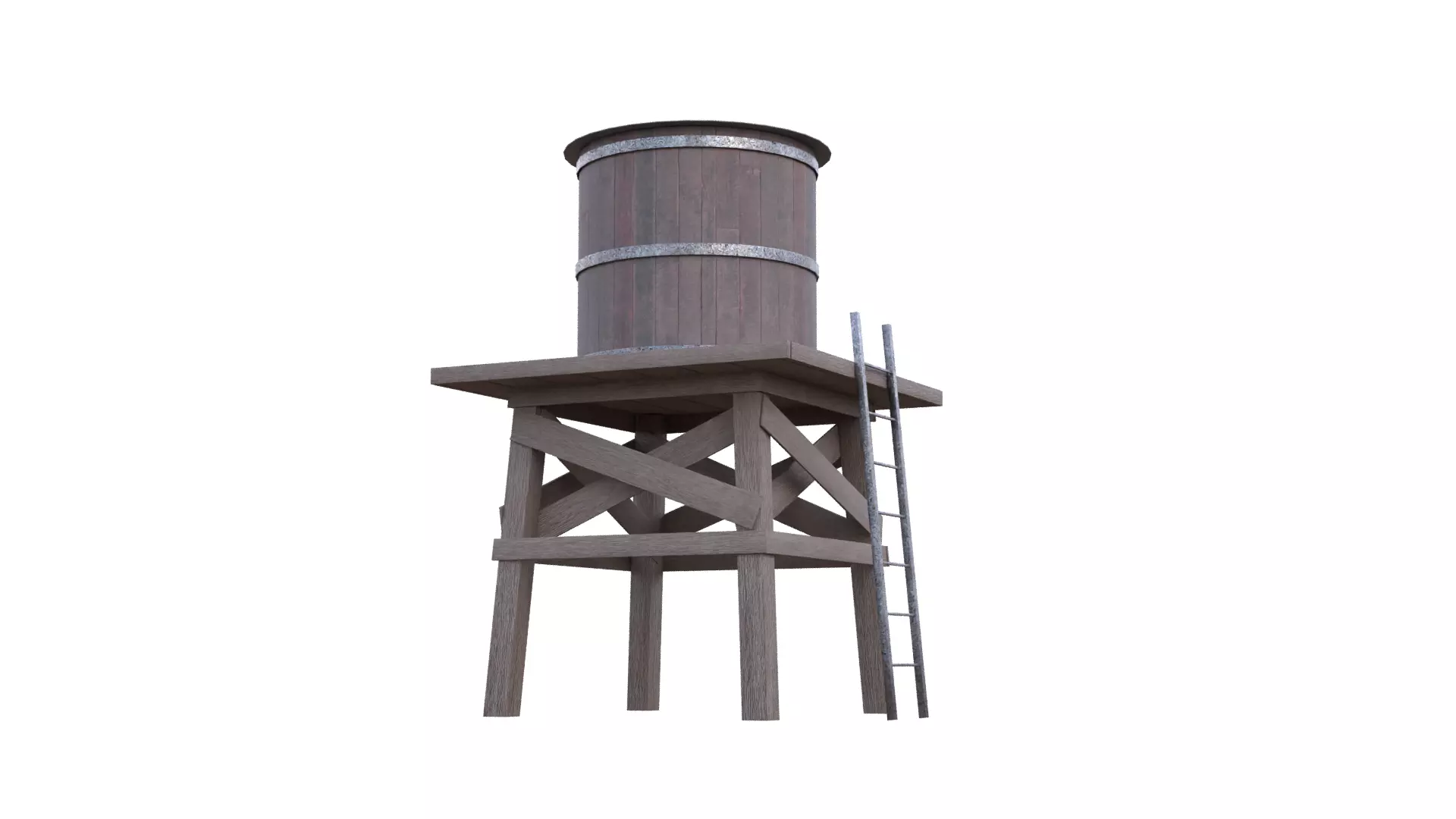 Rustic Water Tower Low-poly 3D model_42