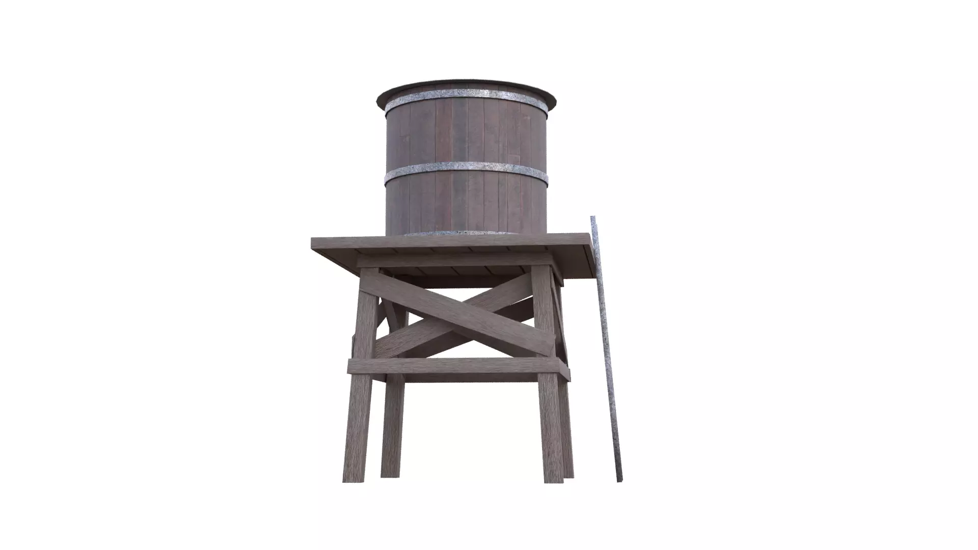 Rustic Water Tower Low-poly 3D model_44