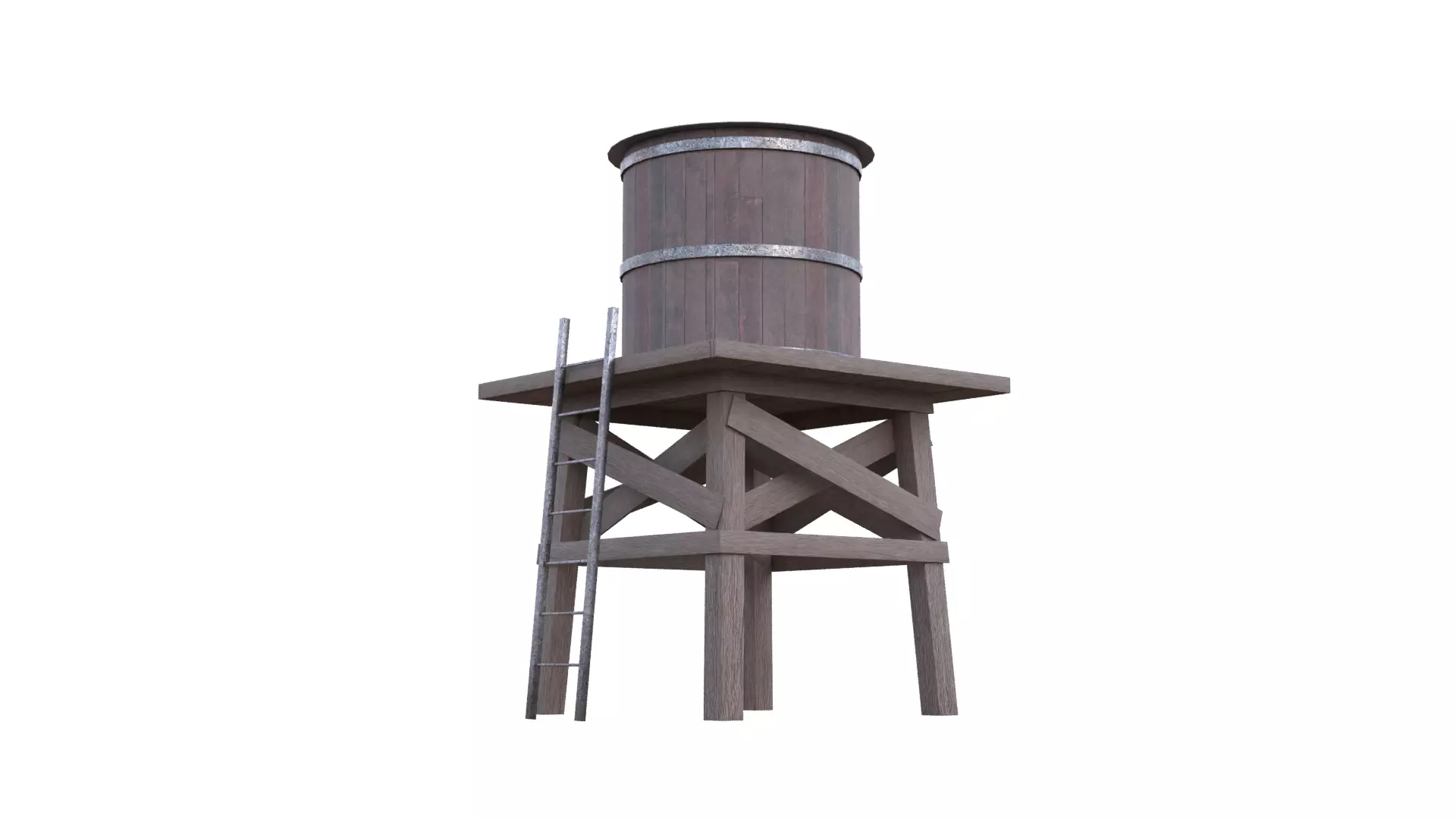 Rustic Water Tower Low-poly 3D model_31