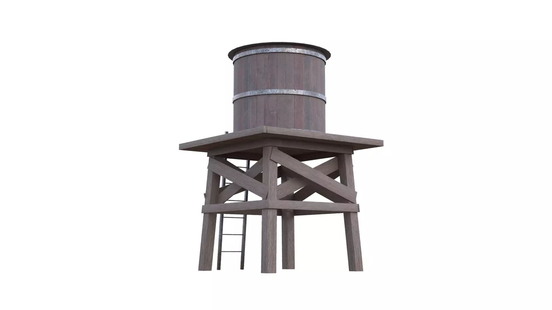 Rustic Water Tower Low-poly 3D model_22