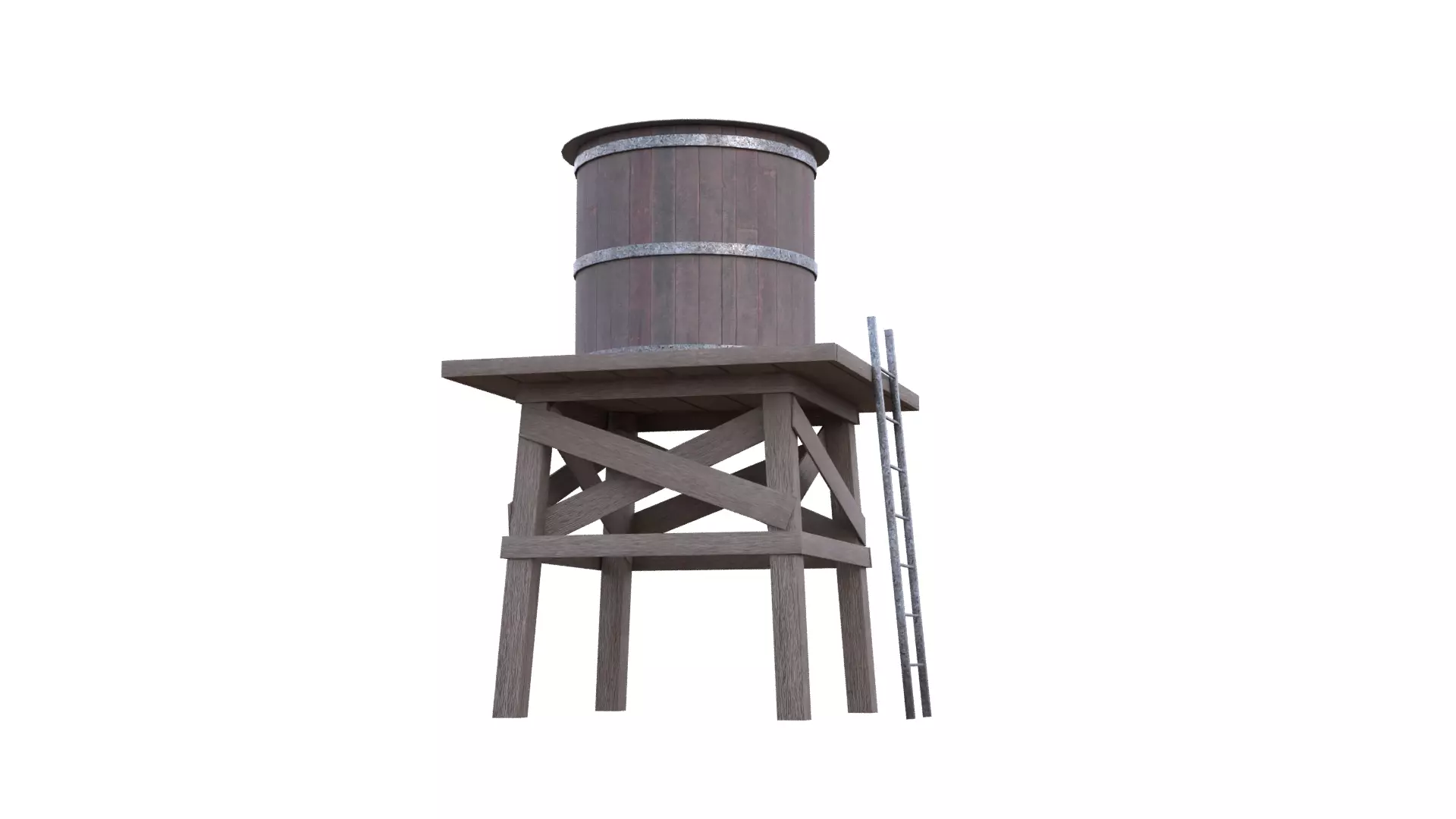 Rustic Water Tower Low-poly 3D model_43