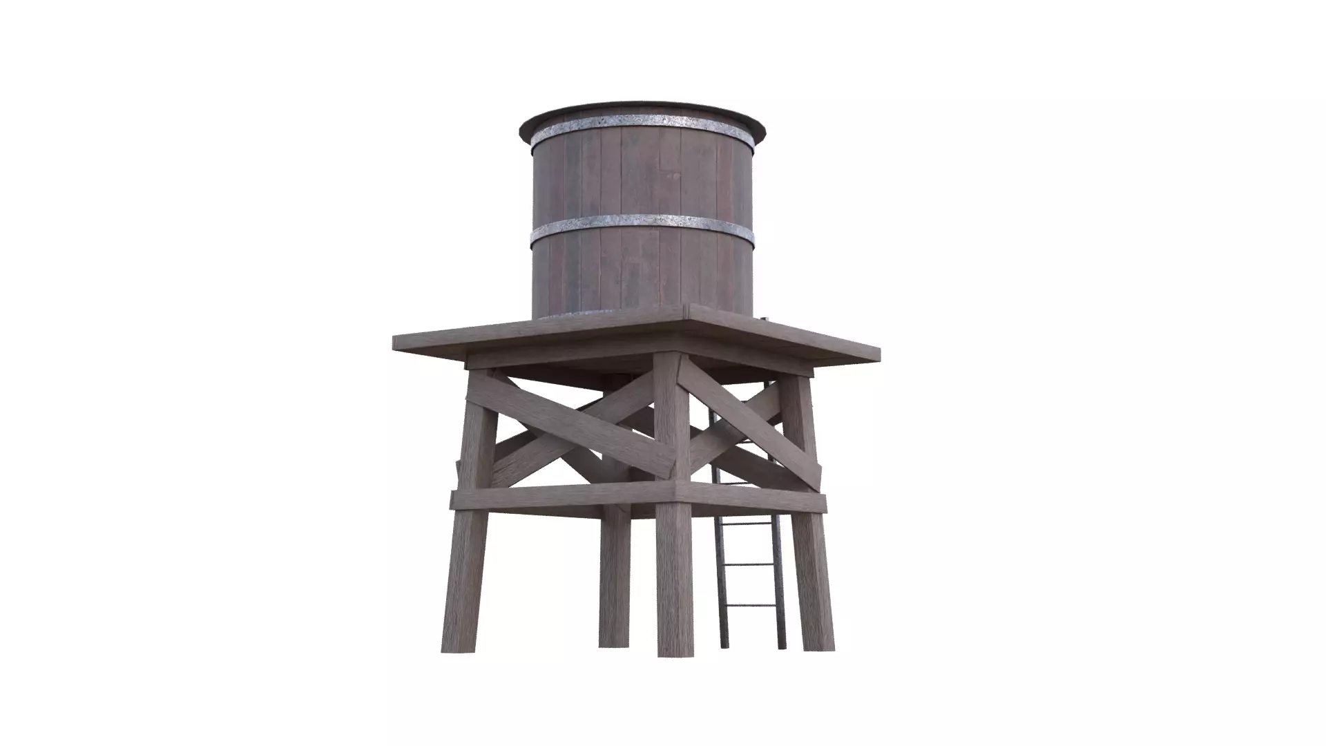 Rustic Water Tower Low-poly 3D model_15