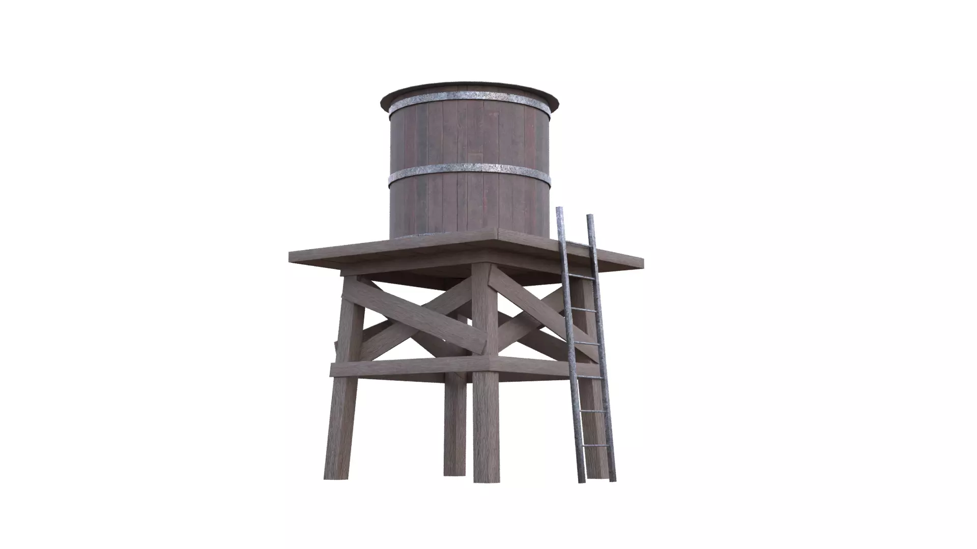 Rustic Water Tower Low-poly 3D model_41