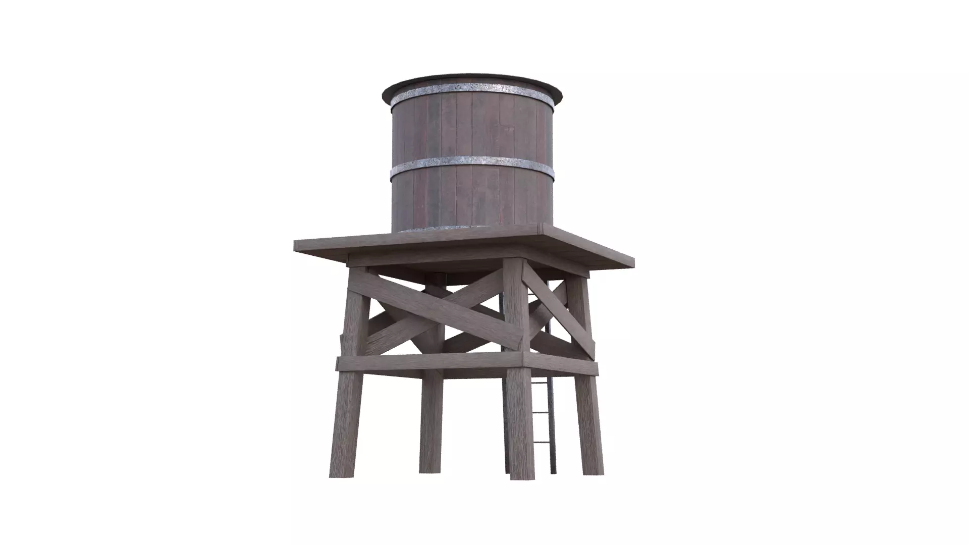 Rustic Water Tower Low-poly 3D model_16