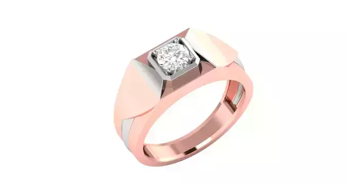 Rose White Gold Mens Solitaire Ring  3D print model