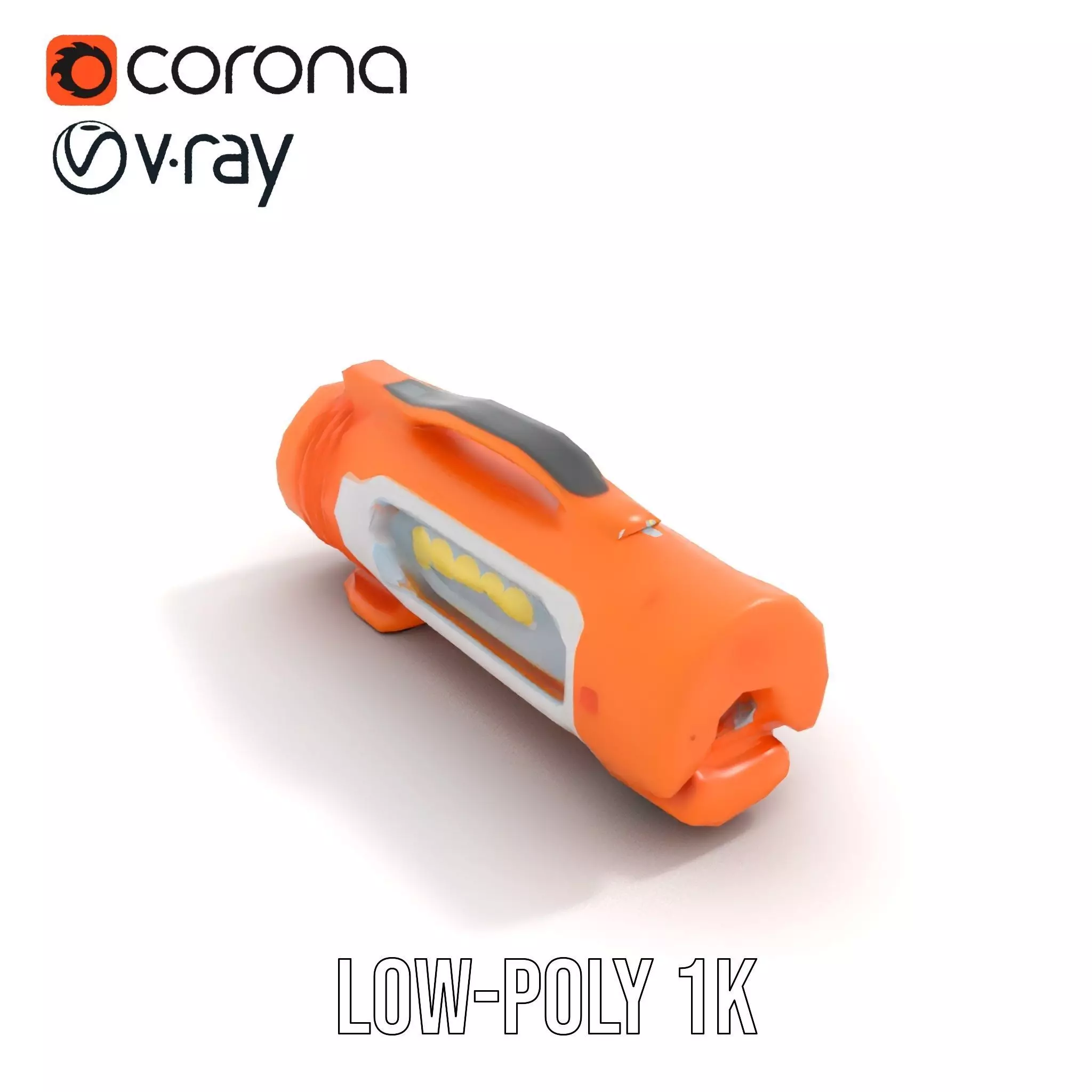 Orange LED Flashlight model pack Low-poly 3D model_7
