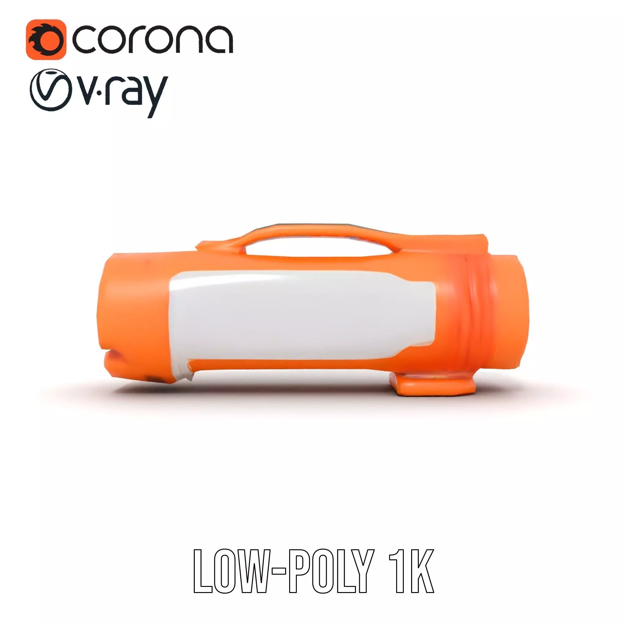 Orange LED Flashlight model pack Low-poly 3D model_12