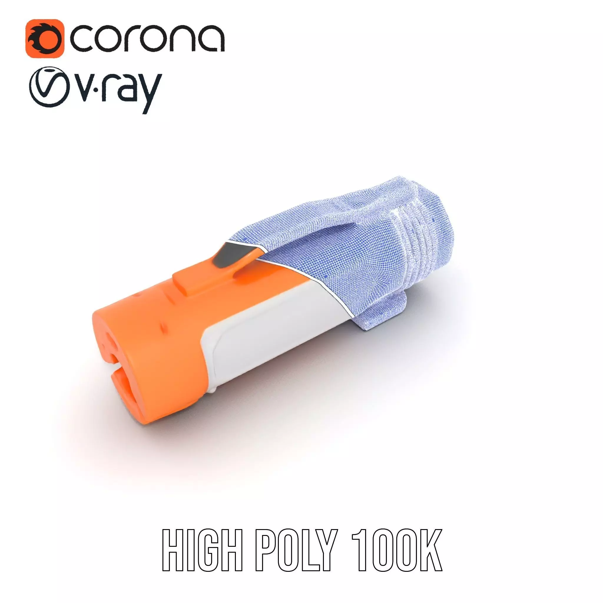 Orange LED Flashlight model pack Low-poly 3D model_23