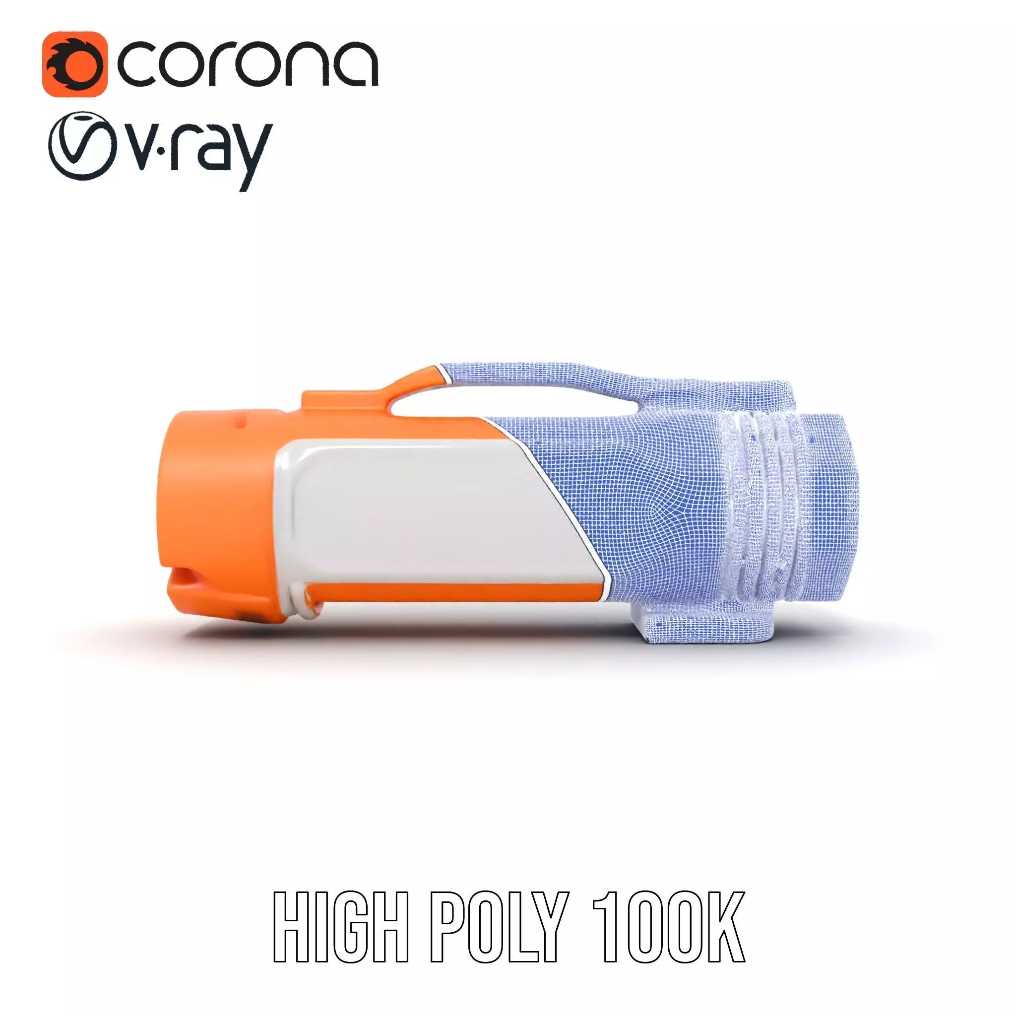 Orange LED Flashlight model pack Low-poly 3D model_31