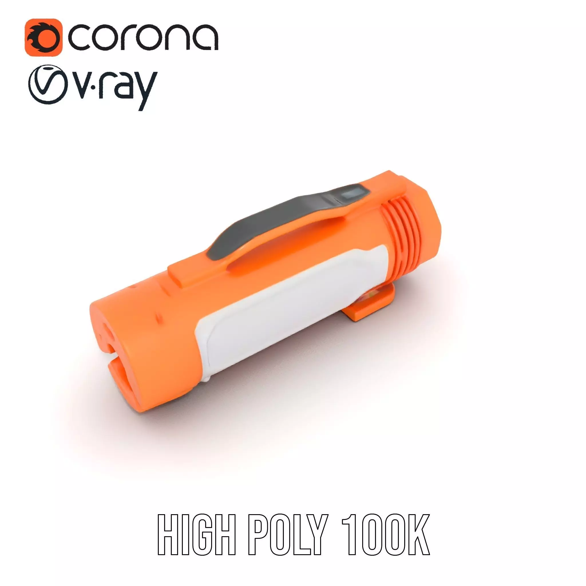 Orange LED Flashlight model pack Low-poly 3D model_20