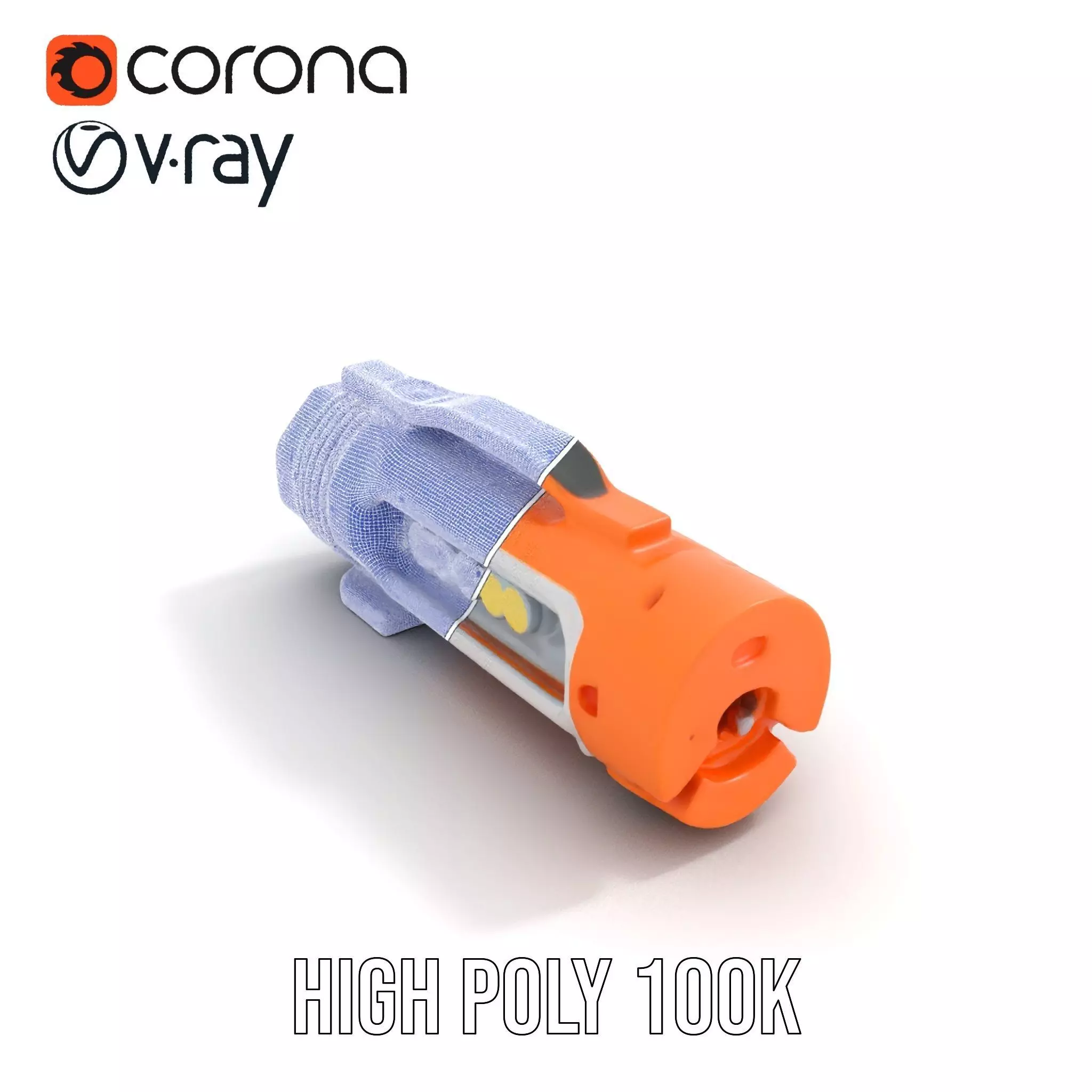 Orange LED Flashlight model pack Low-poly 3D model_33