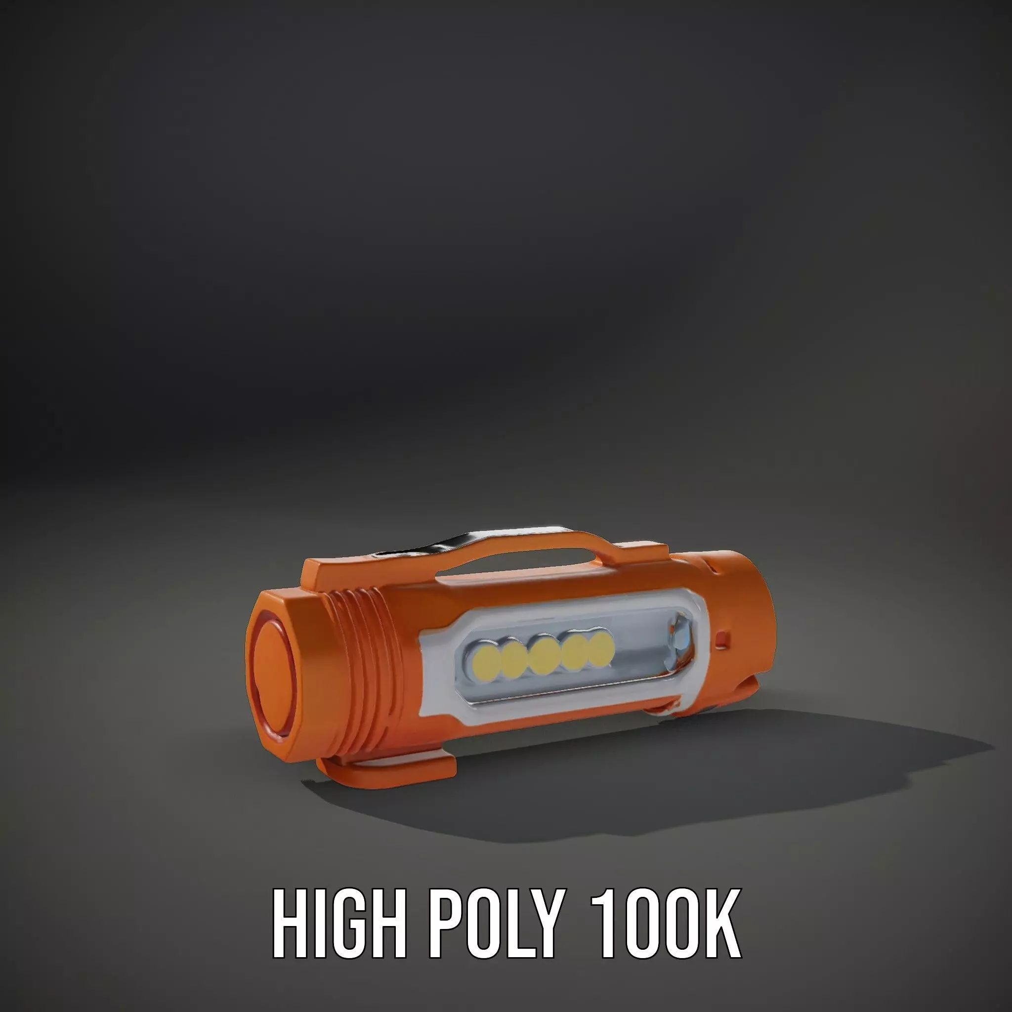 Orange LED Flashlight model pack Low-poly 3D model_10