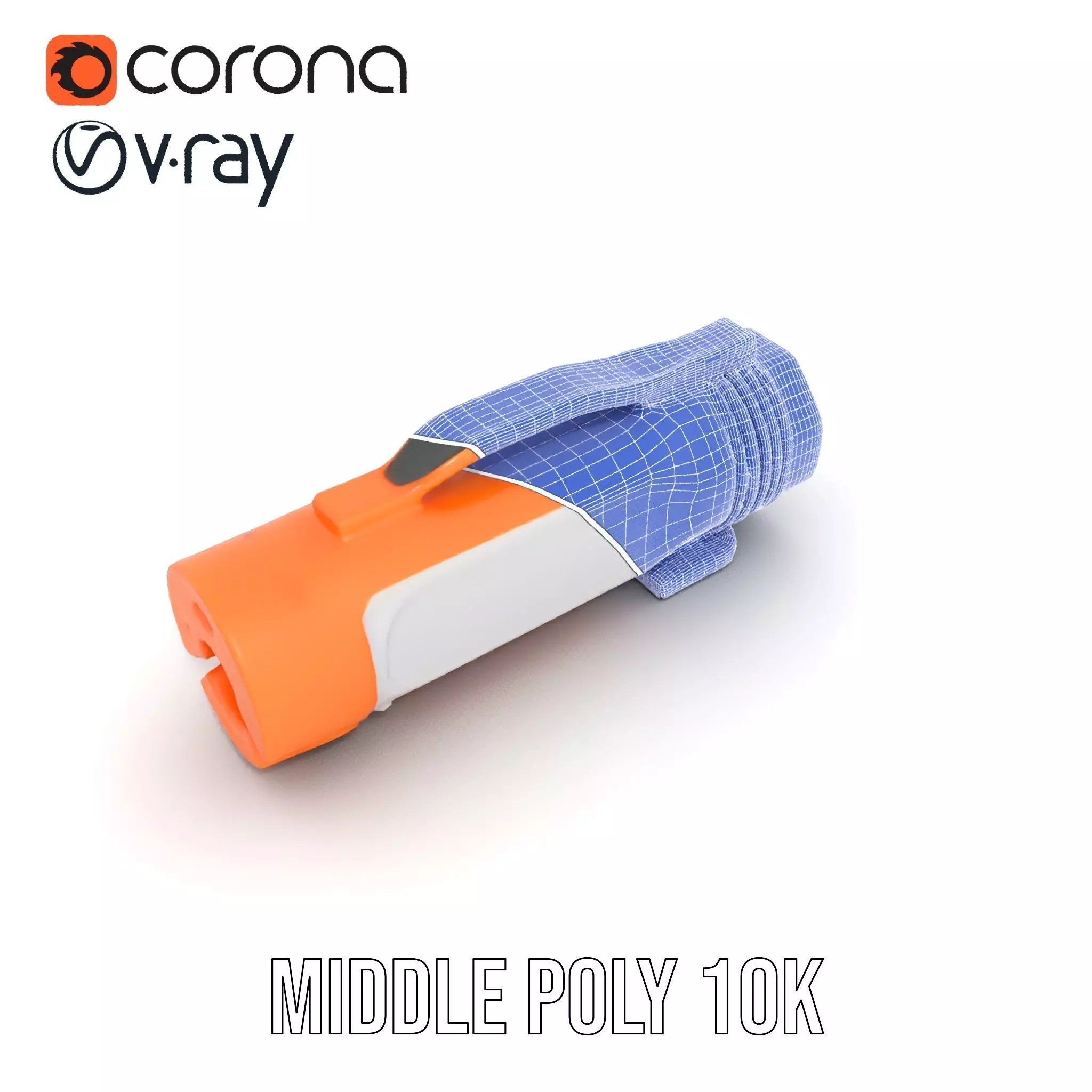 Orange LED Flashlight model pack Low-poly 3D model_16
