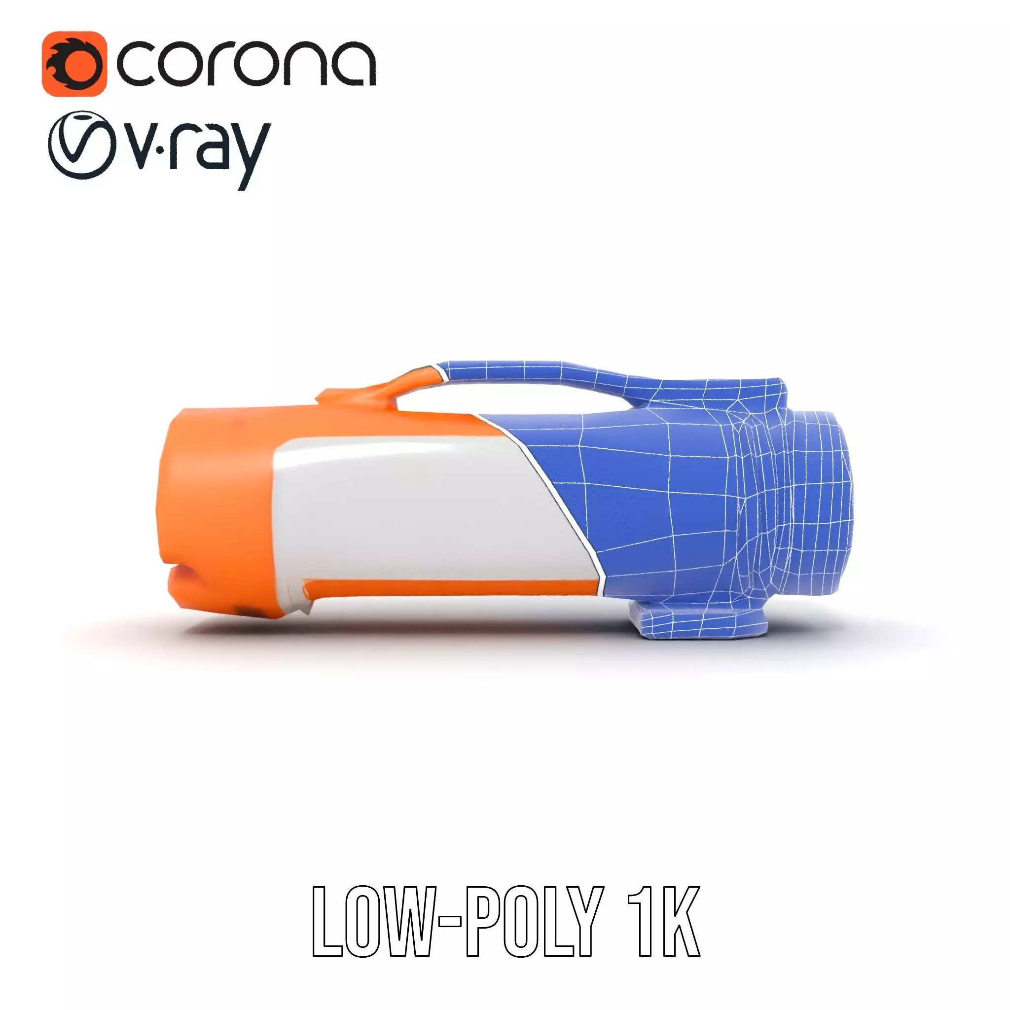 Orange LED Flashlight model pack Low-poly 3D model_27