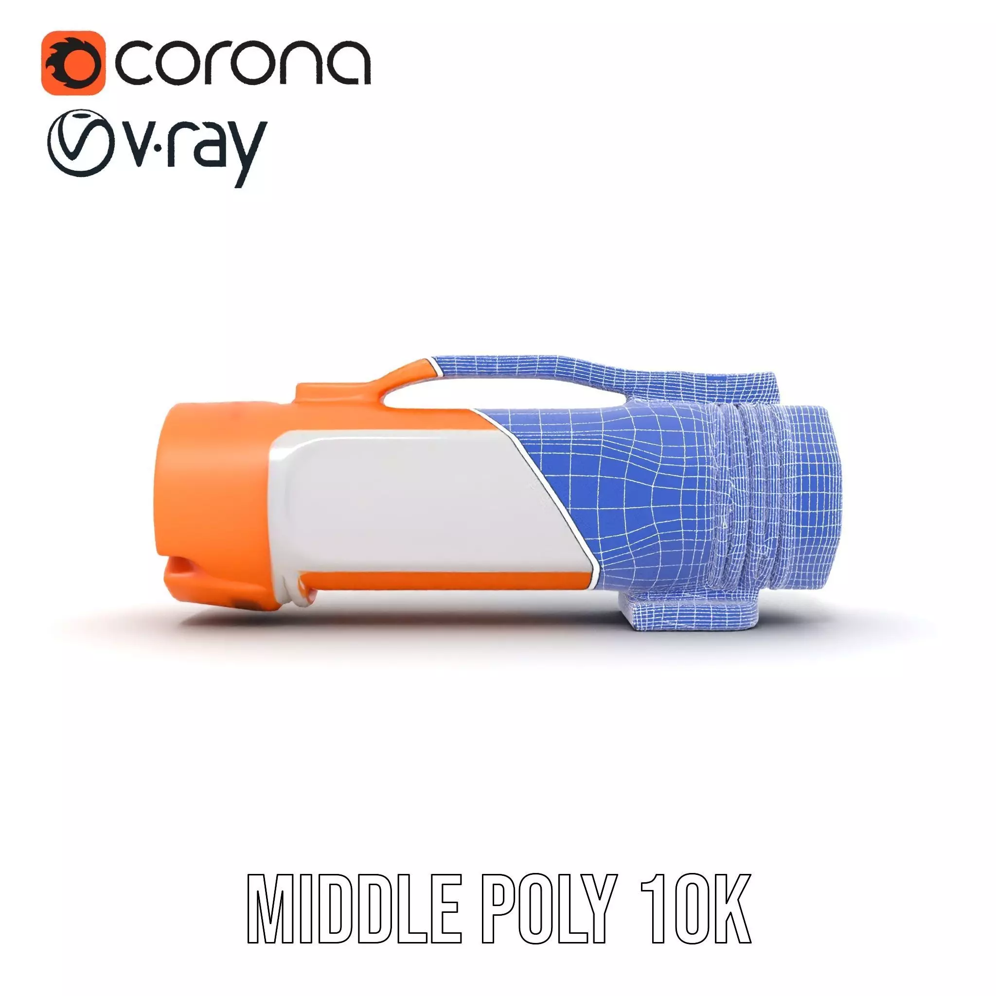Orange LED Flashlight model pack Low-poly 3D model_29