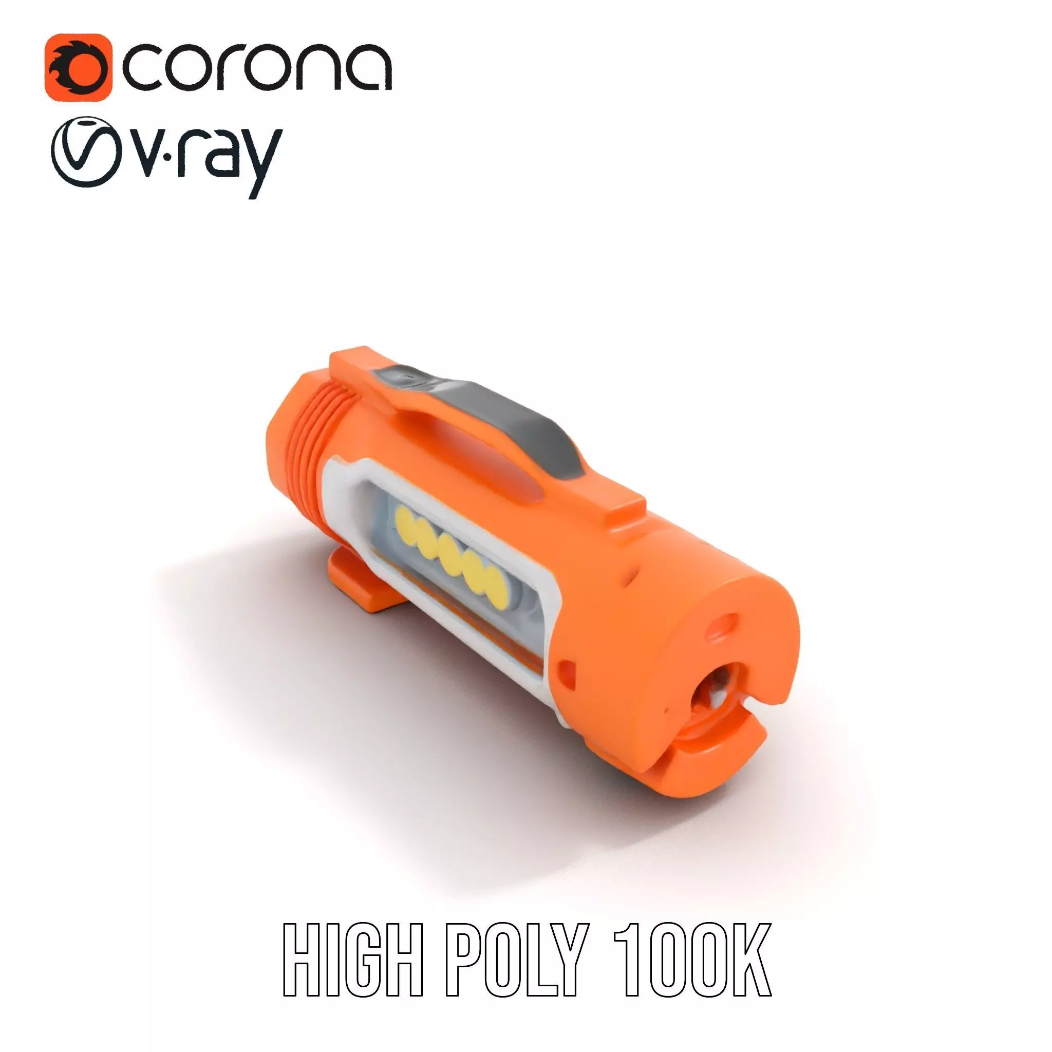 Orange LED Flashlight model pack Low-poly 3D model_13