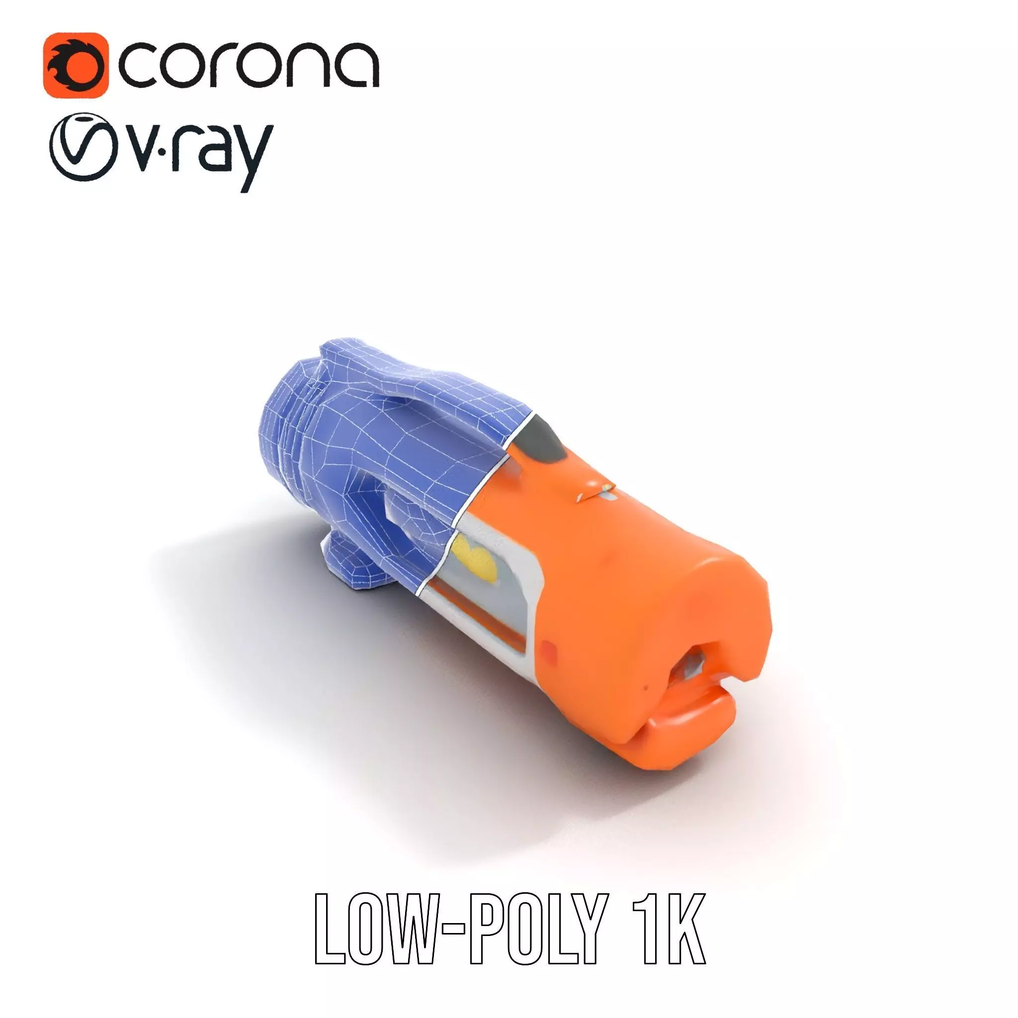 Orange LED Flashlight model pack Low-poly 3D model_30